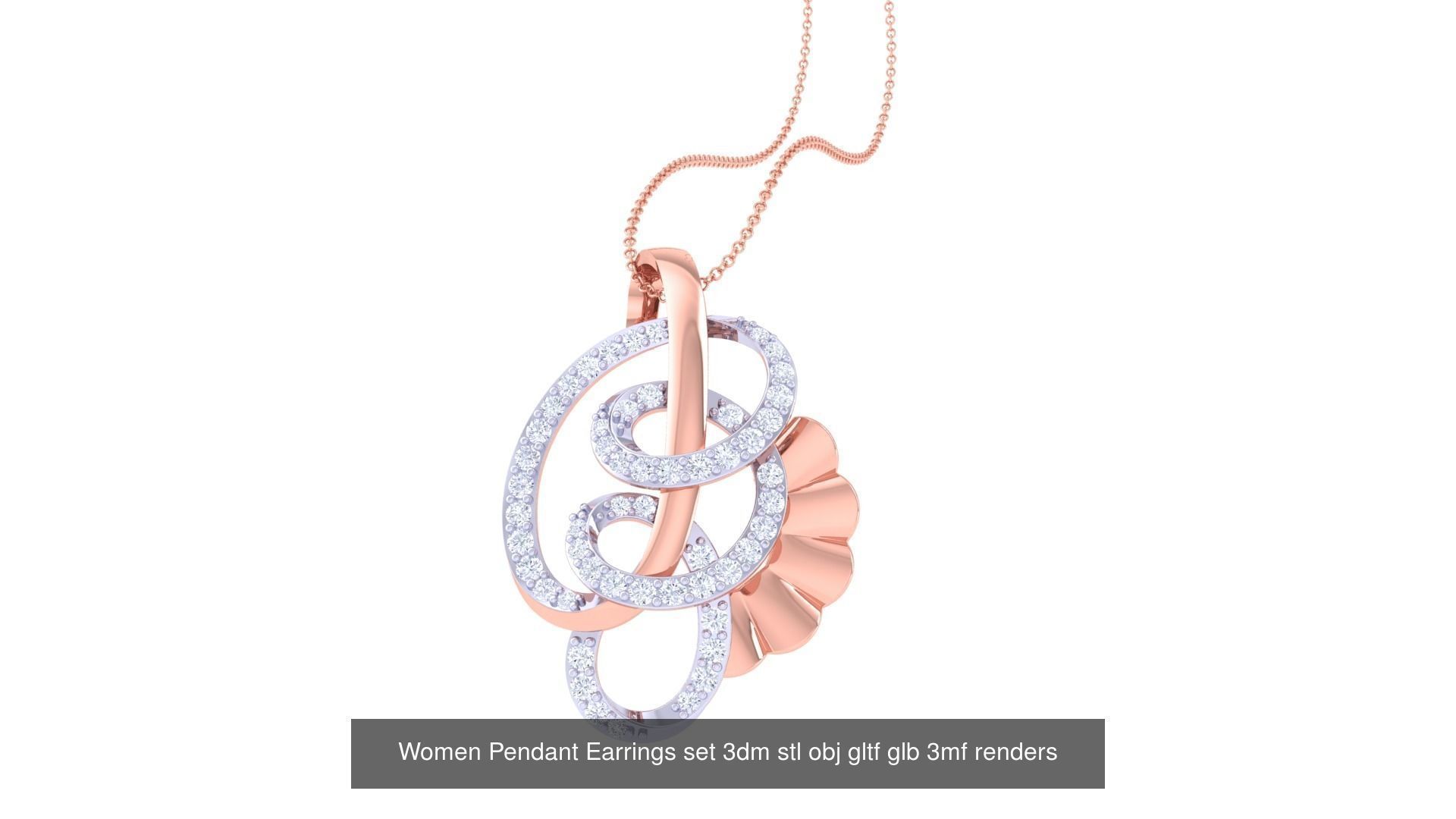 507 High Jewelry Pendant Earrings Set 3dm stl obj mtl gltf glb 3D Model Collection_47