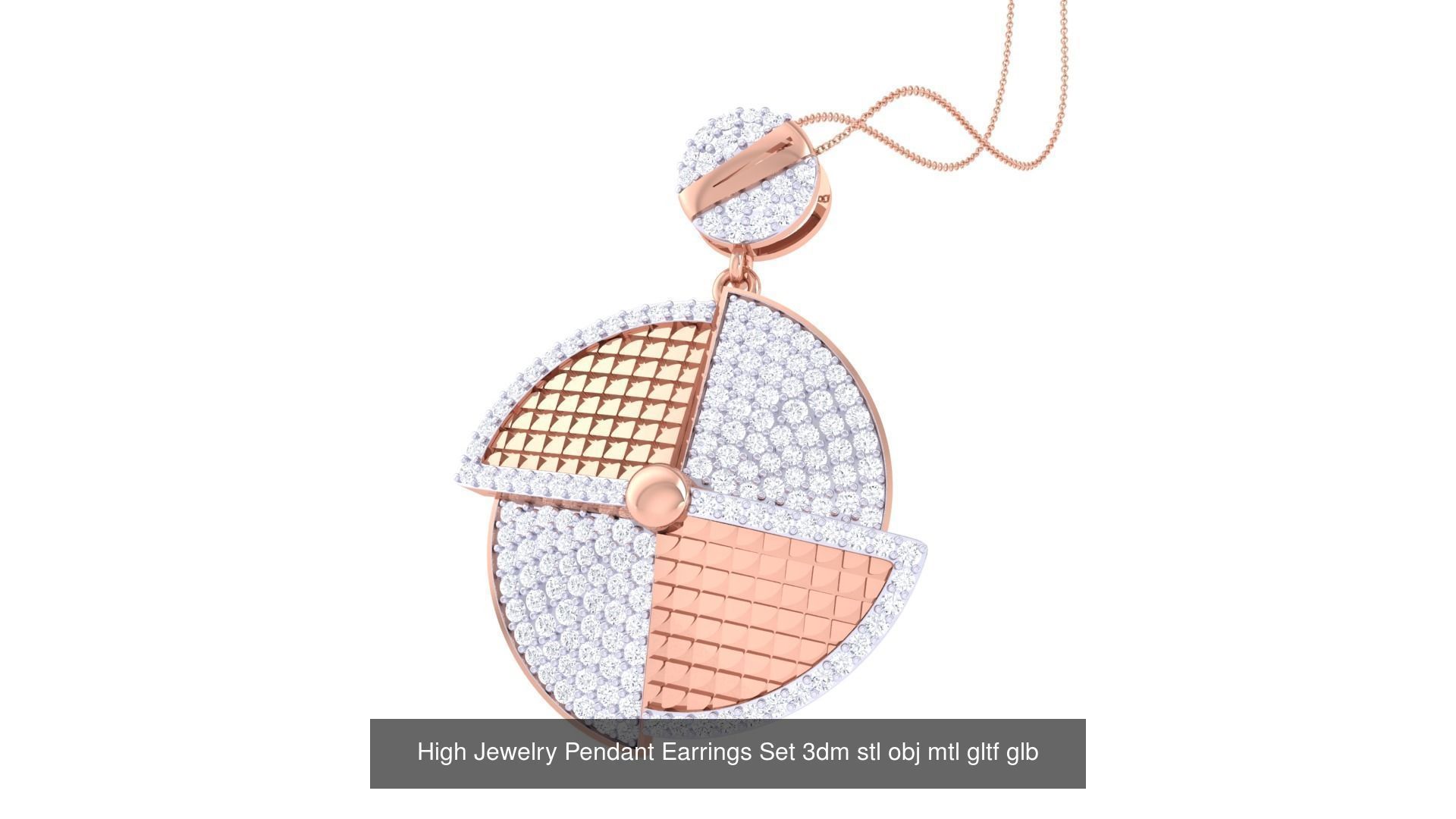 507 High Jewelry Pendant Earrings Set 3dm stl obj mtl gltf glb 3D Model Collection_137