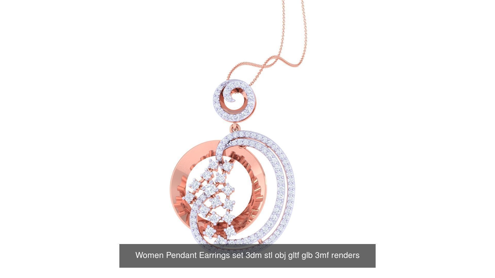 507 High Jewelry Pendant Earrings Set 3dm stl obj mtl gltf glb 3D Model Collection_66