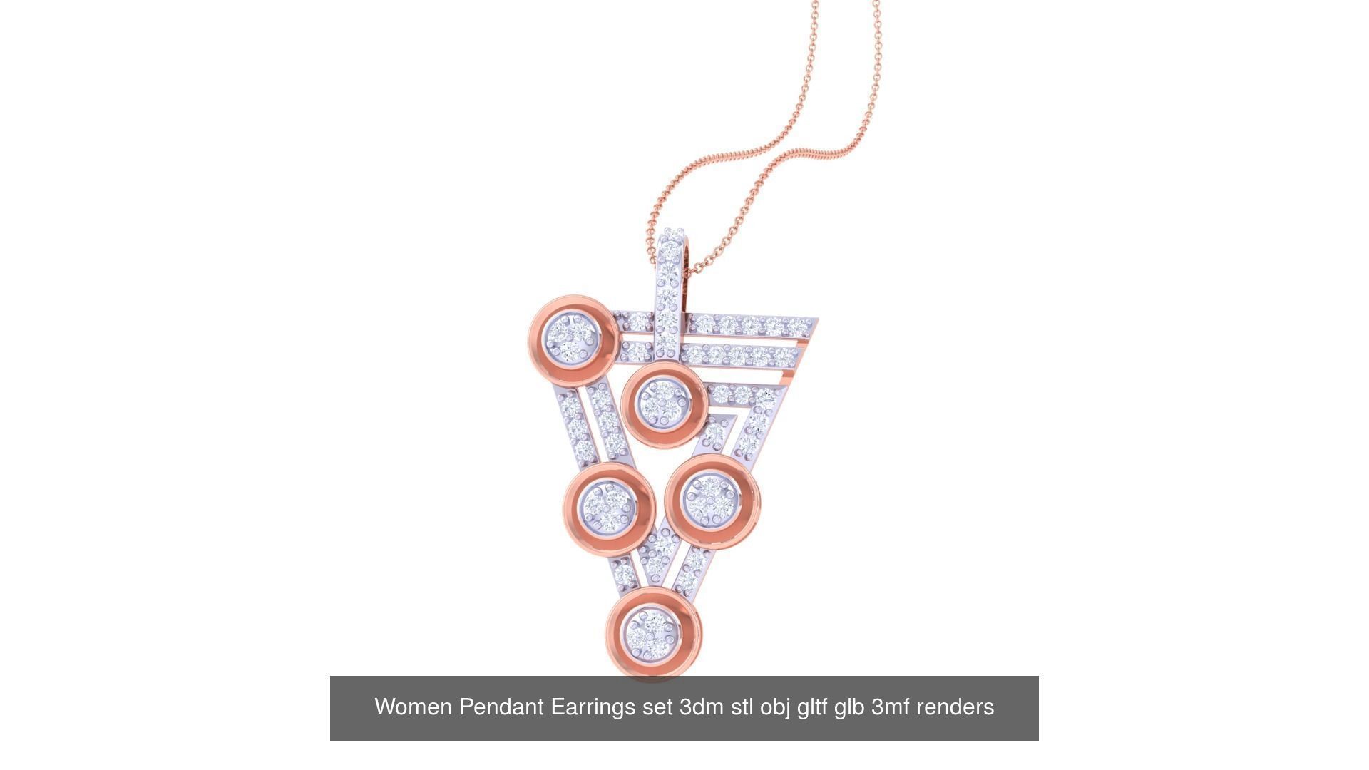 507 High Jewelry Pendant Earrings Set 3dm stl obj mtl gltf glb 3D Model Collection_31