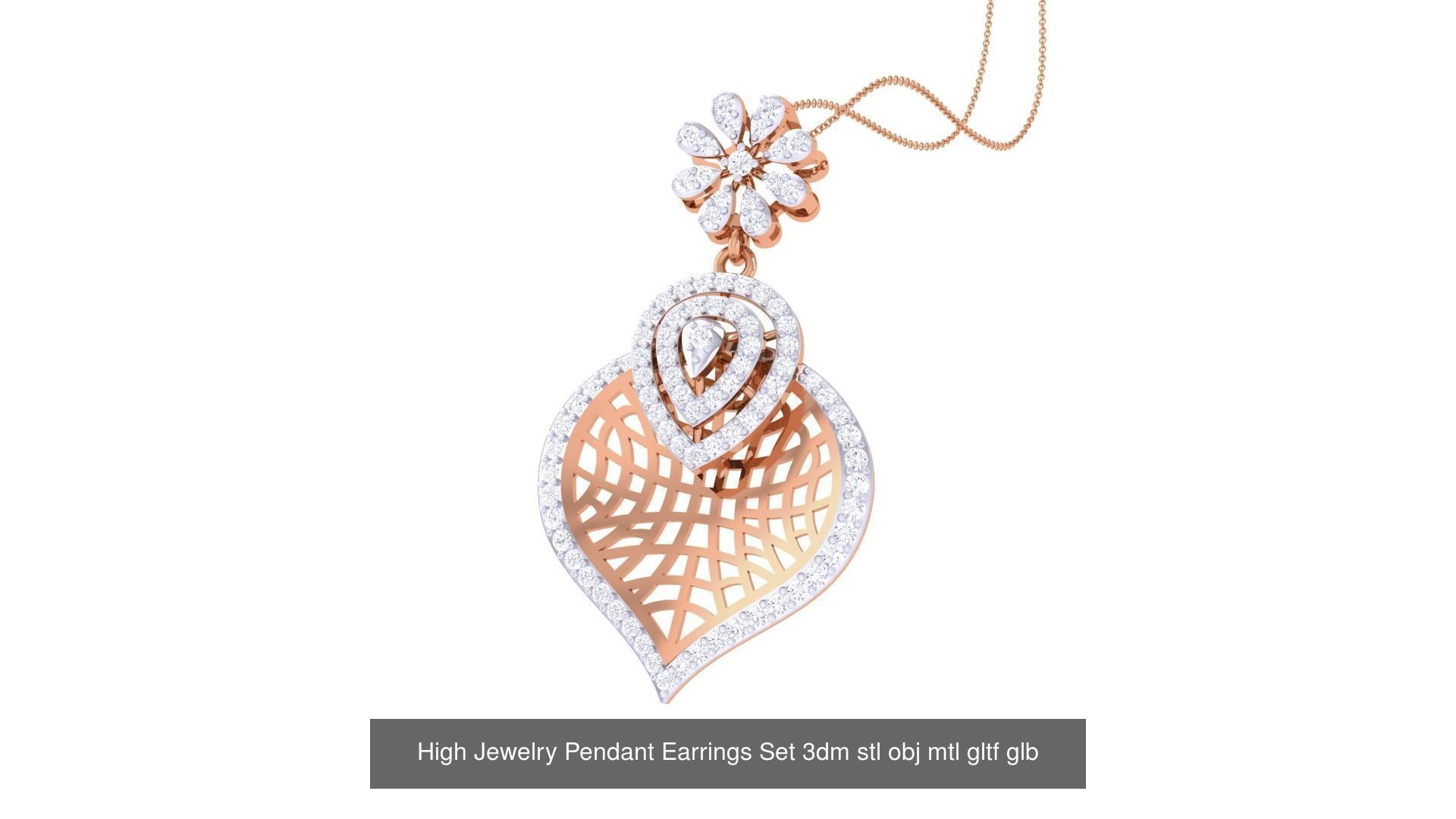 507 High Jewelry Pendant Earrings Set 3dm stl obj mtl gltf glb 3D Model Collection_134