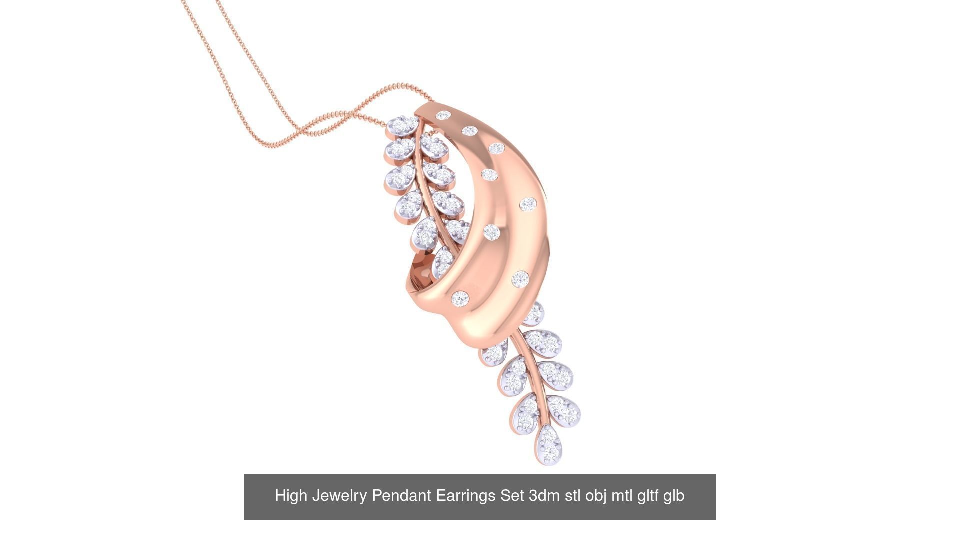 507 High Jewelry Pendant Earrings Set 3dm stl obj mtl gltf glb 3D Model Collection_159