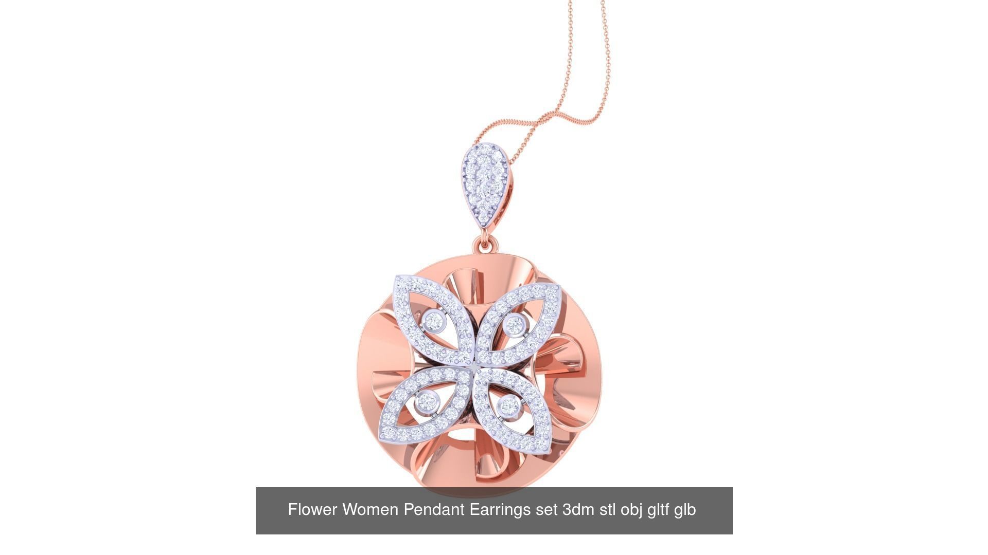 507 High Jewelry Pendant Earrings Set 3dm stl obj mtl gltf glb 3D Model Collection_56