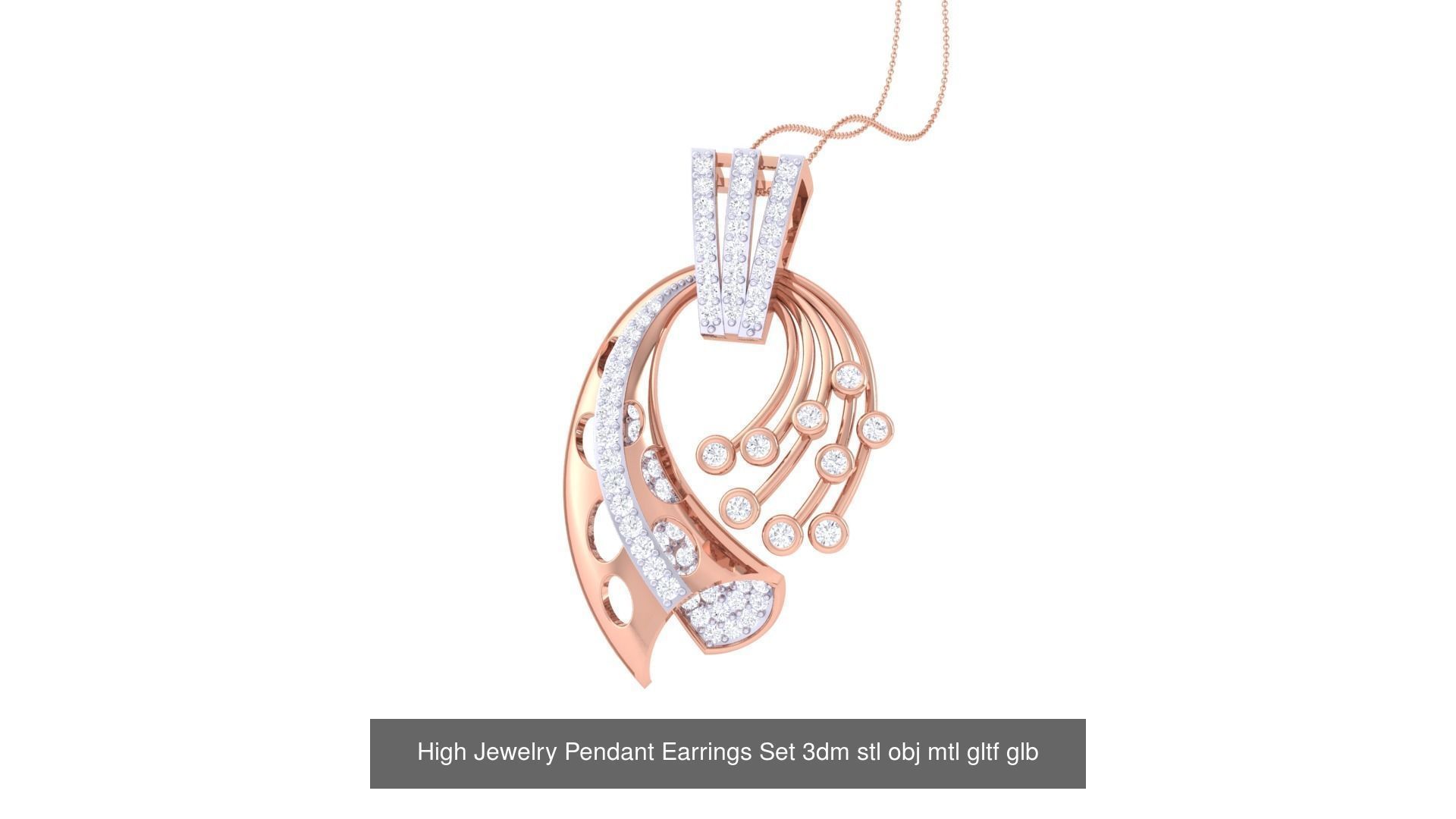 507 High Jewelry Pendant Earrings Set 3dm stl obj mtl gltf glb 3D Model Collection_160