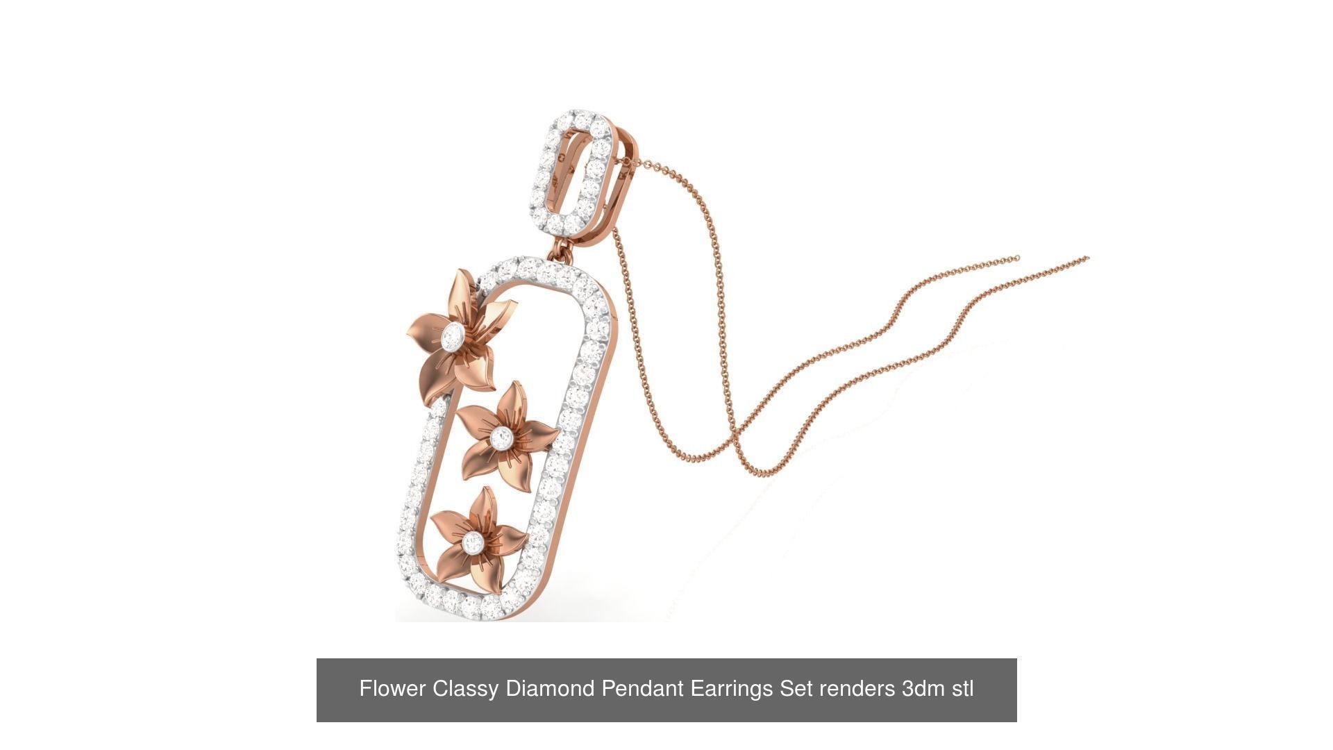 507 High Jewelry Pendant Earrings Set 3dm stl obj mtl gltf glb 3D Model Collection_120