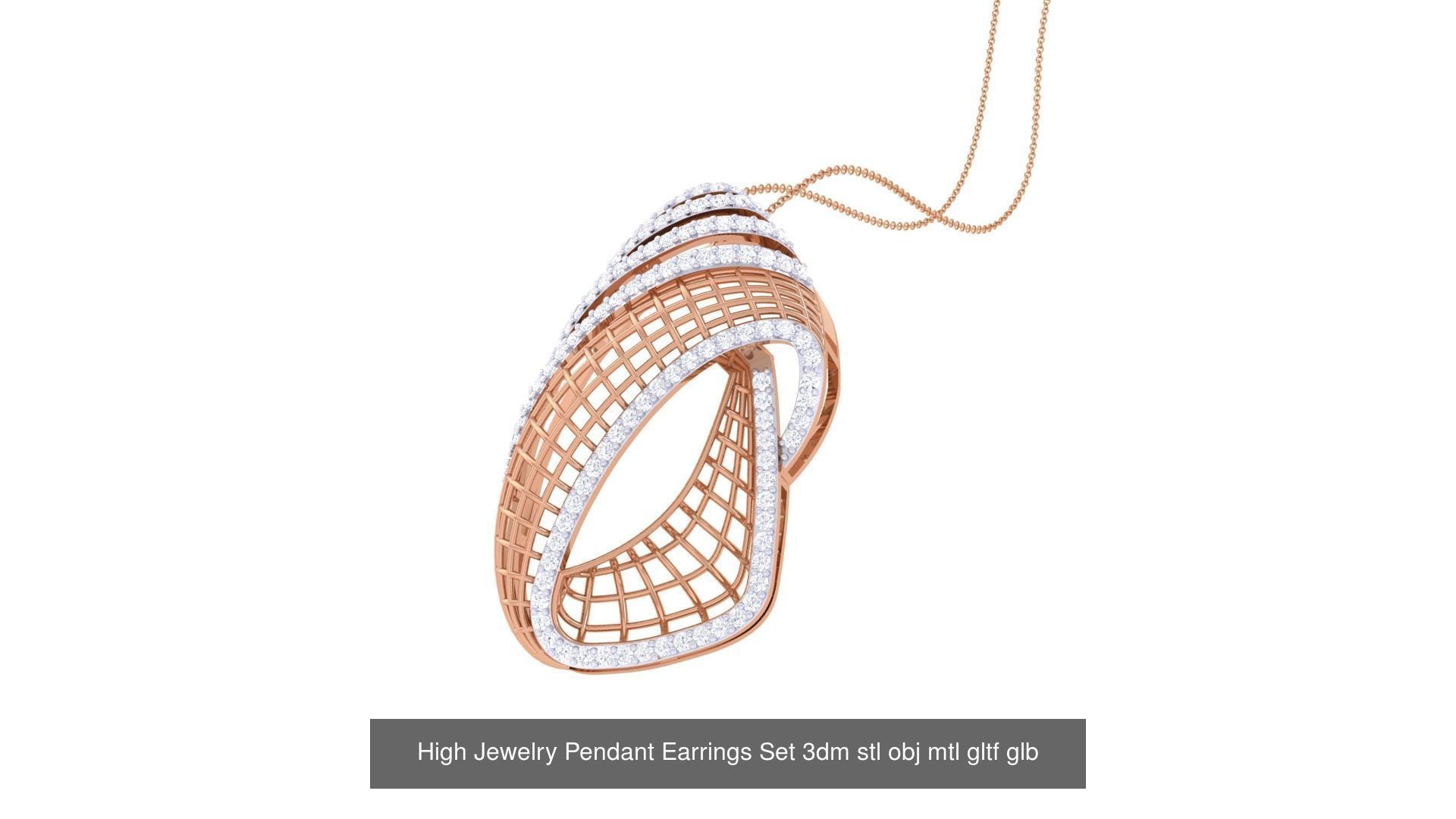 507 High Jewelry Pendant Earrings Set 3dm stl obj mtl gltf glb 3D Model Collection_183