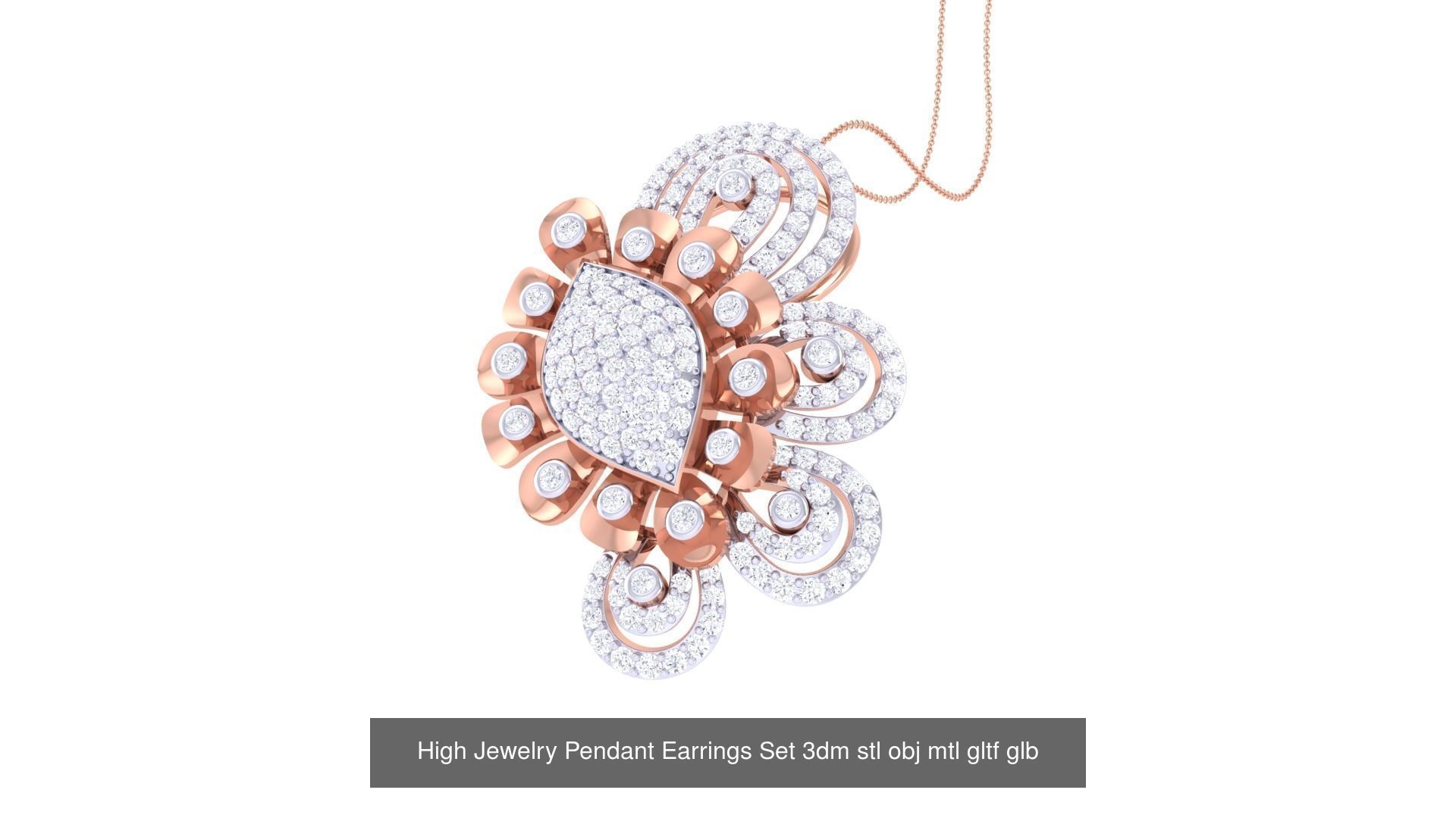 507 High Jewelry Pendant Earrings Set 3dm stl obj mtl gltf glb 3D Model Collection_149