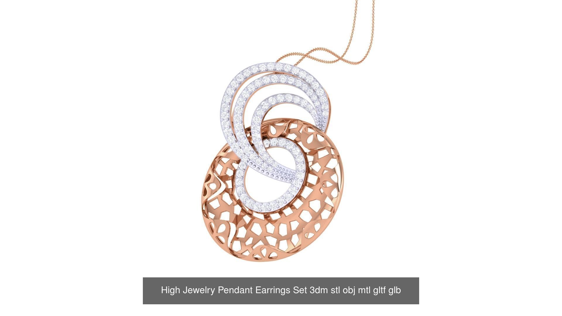 507 High Jewelry Pendant Earrings Set 3dm stl obj mtl gltf glb 3D Model Collection_185