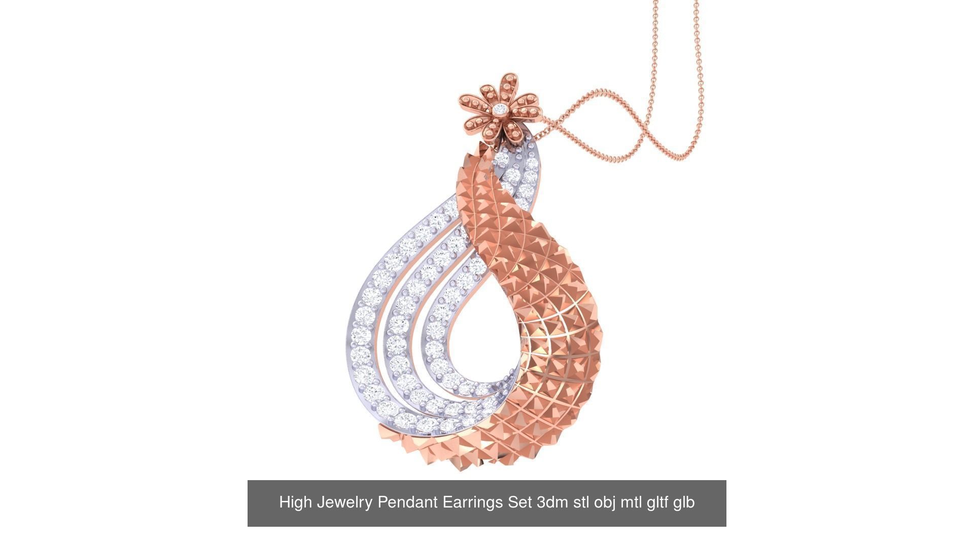 507 High Jewelry Pendant Earrings Set 3dm stl obj mtl gltf glb 3D Model Collection_146