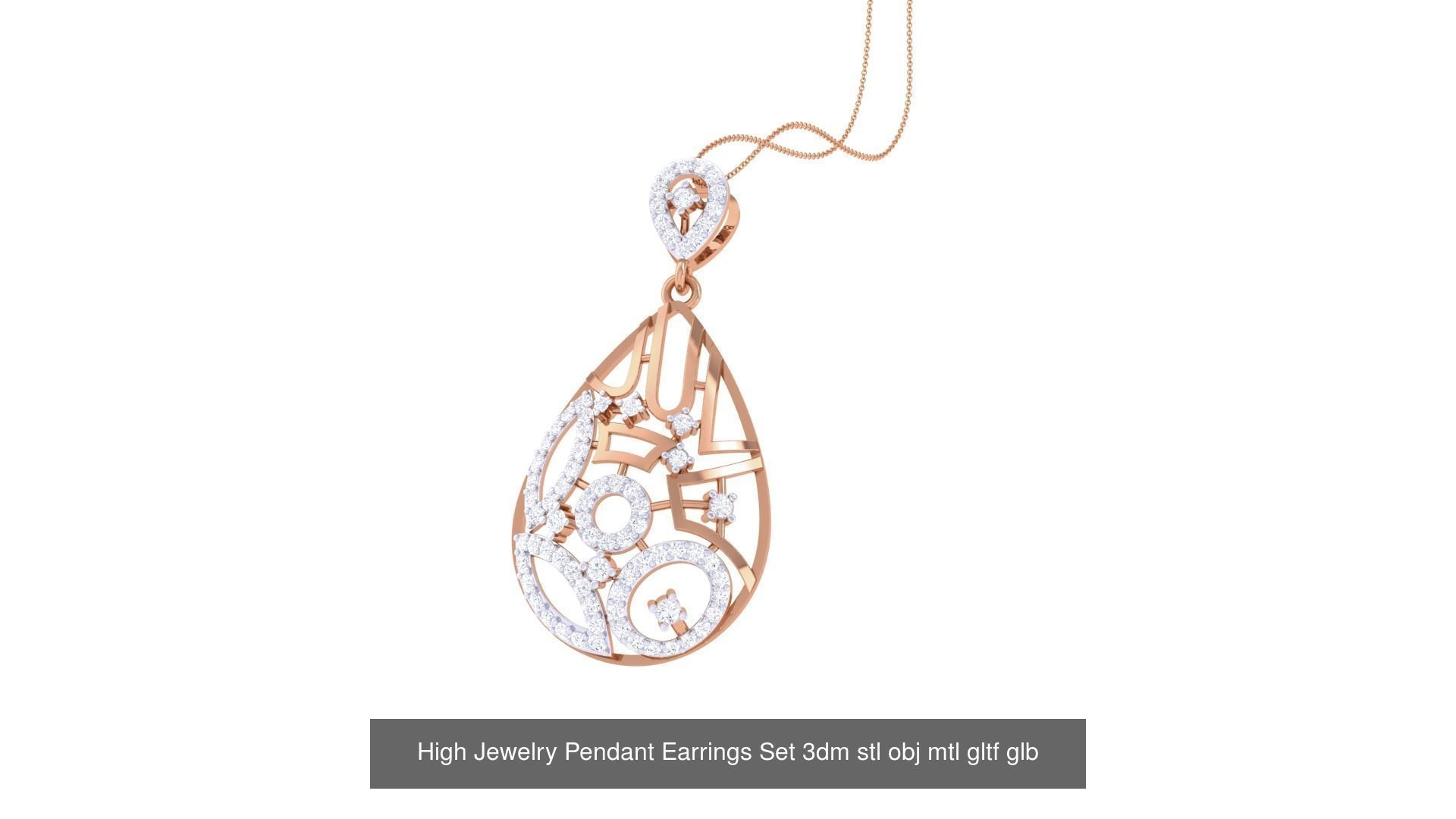 507 High Jewelry Pendant Earrings Set 3dm stl obj mtl gltf glb 3D Model Collection_214