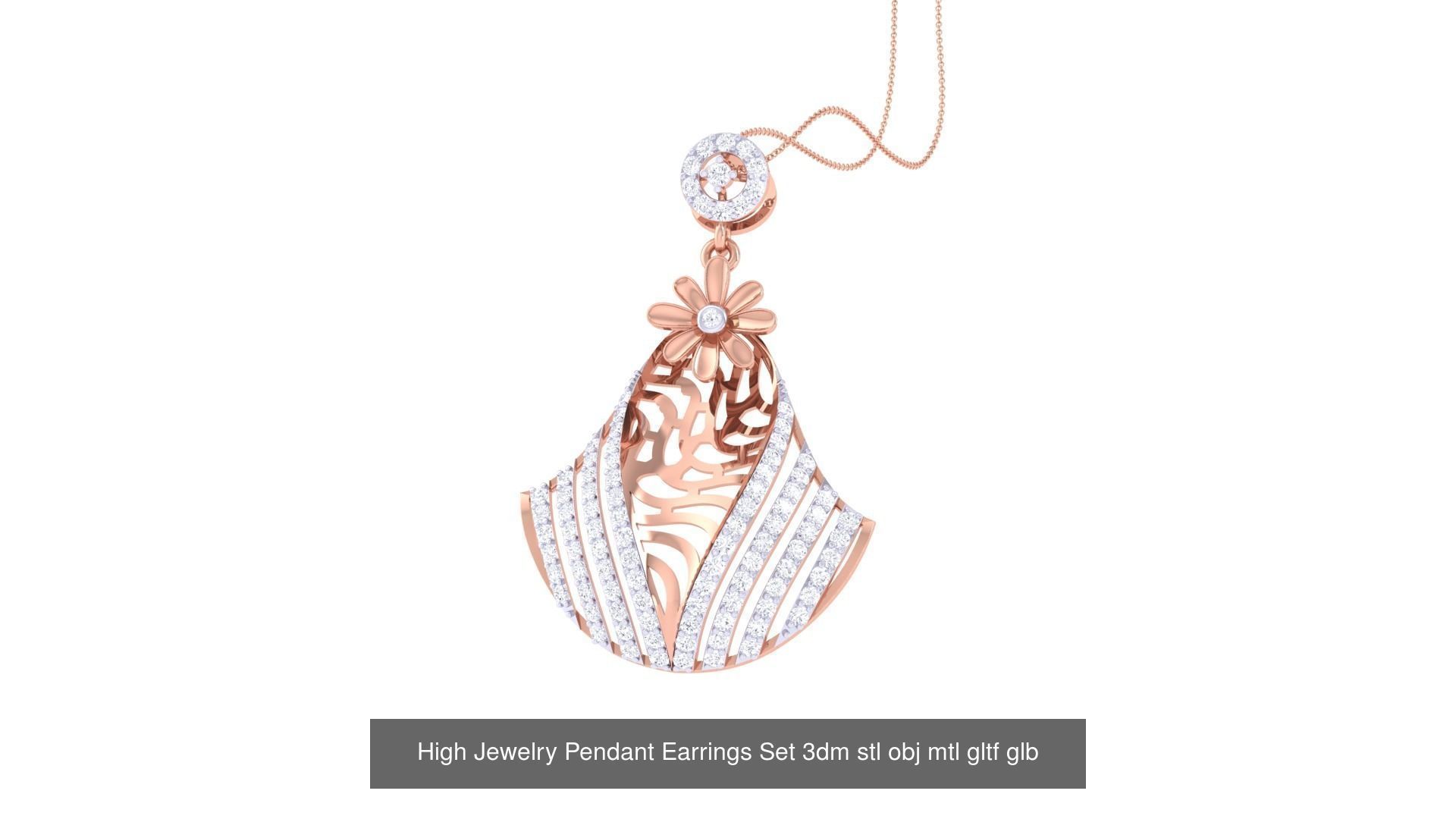 507 High Jewelry Pendant Earrings Set 3dm stl obj mtl gltf glb 3D Model Collection_143