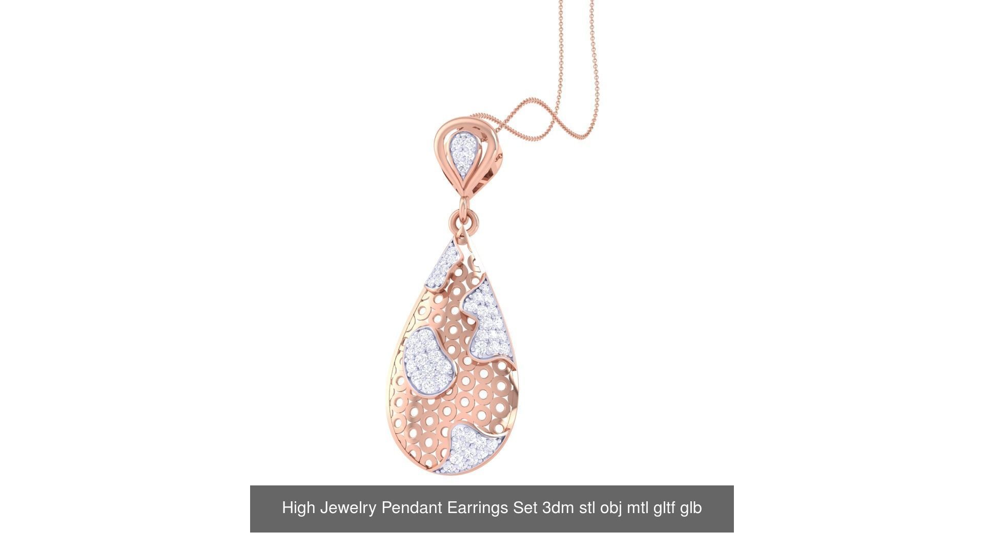 507 High Jewelry Pendant Earrings Set 3dm stl obj mtl gltf glb 3D Model Collection_192