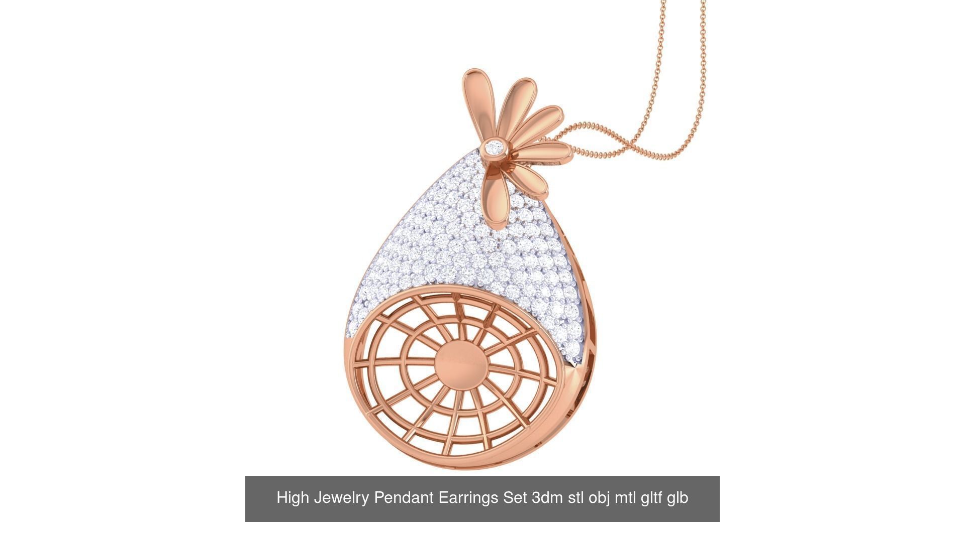 507 High Jewelry Pendant Earrings Set 3dm stl obj mtl gltf glb 3D Model Collection_206