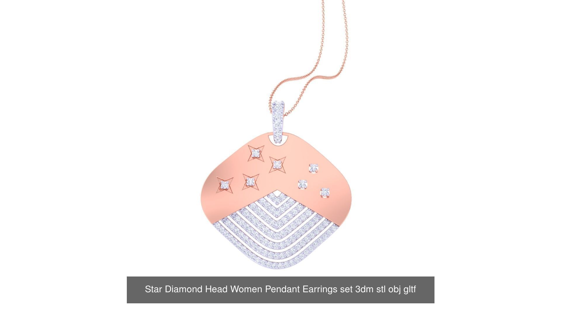 507 High Jewelry Pendant Earrings Set 3dm stl obj mtl gltf glb 3D Model Collection_69