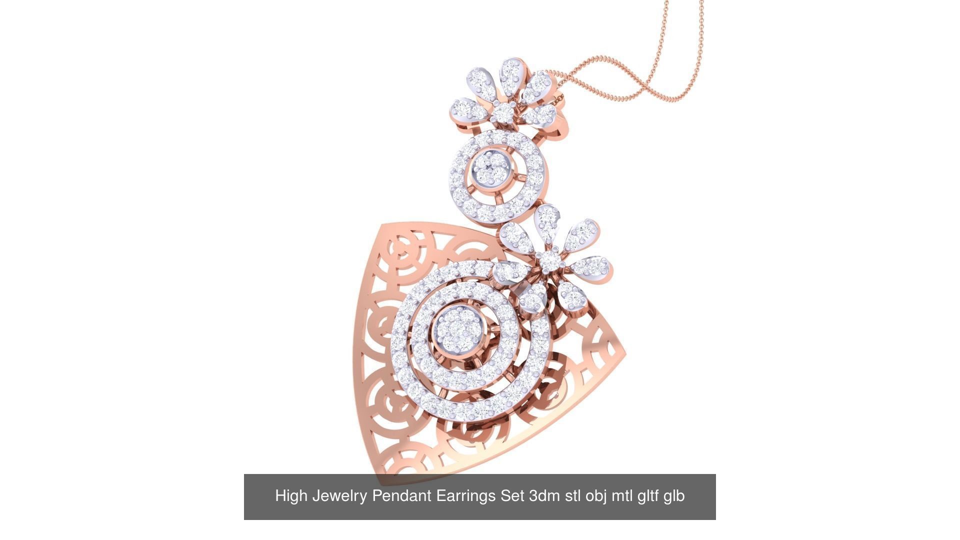507 High Jewelry Pendant Earrings Set 3dm stl obj mtl gltf glb 3D Model Collection_135