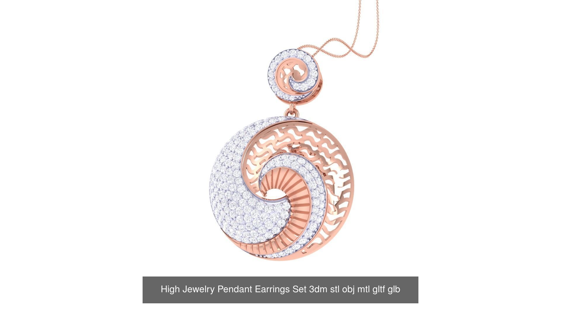 507 High Jewelry Pendant Earrings Set 3dm stl obj mtl gltf glb 3D Model Collection_147