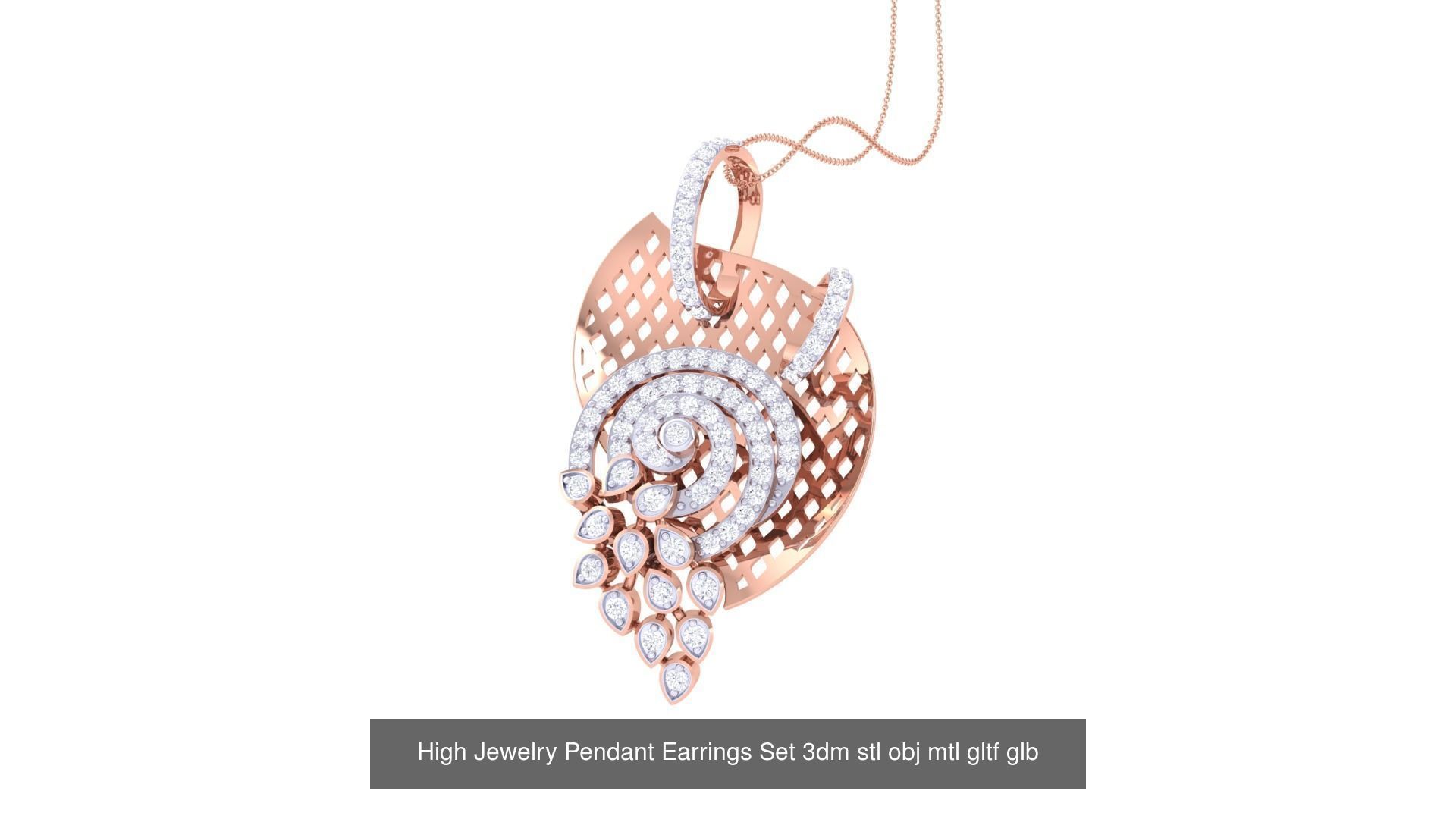 507 High Jewelry Pendant Earrings Set 3dm stl obj mtl gltf glb 3D Model Collection_154
