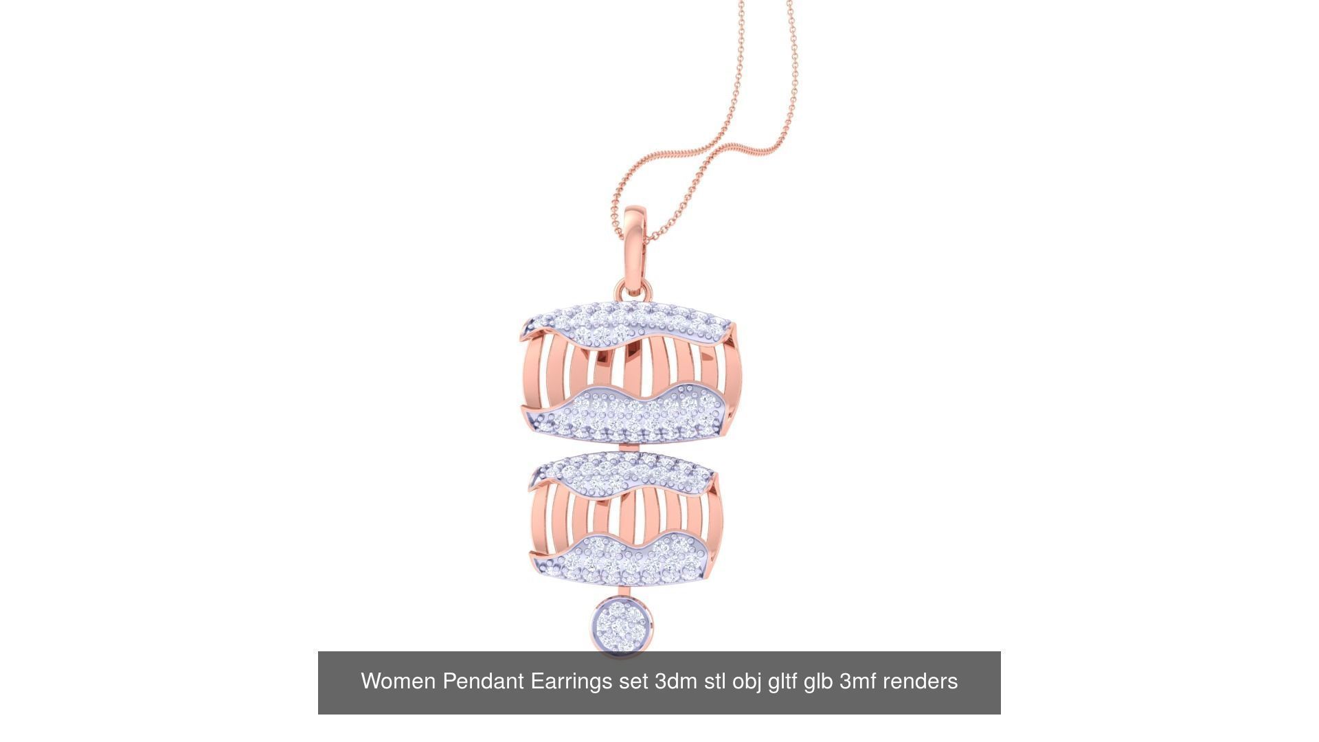 507 High Jewelry Pendant Earrings Set 3dm stl obj mtl gltf glb 3D Model Collection_51