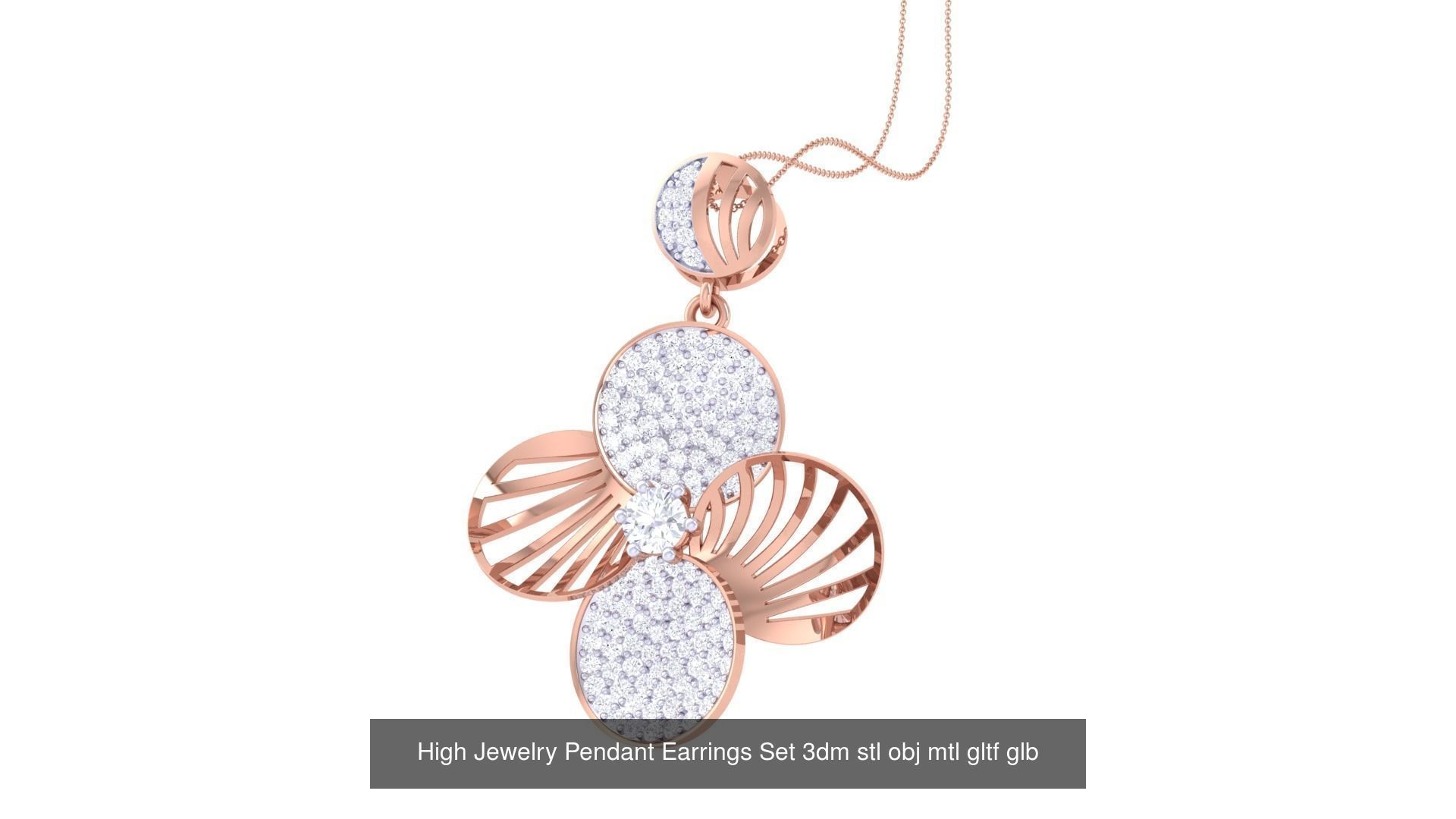 507 High Jewelry Pendant Earrings Set 3dm stl obj mtl gltf glb 3D Model Collection_210