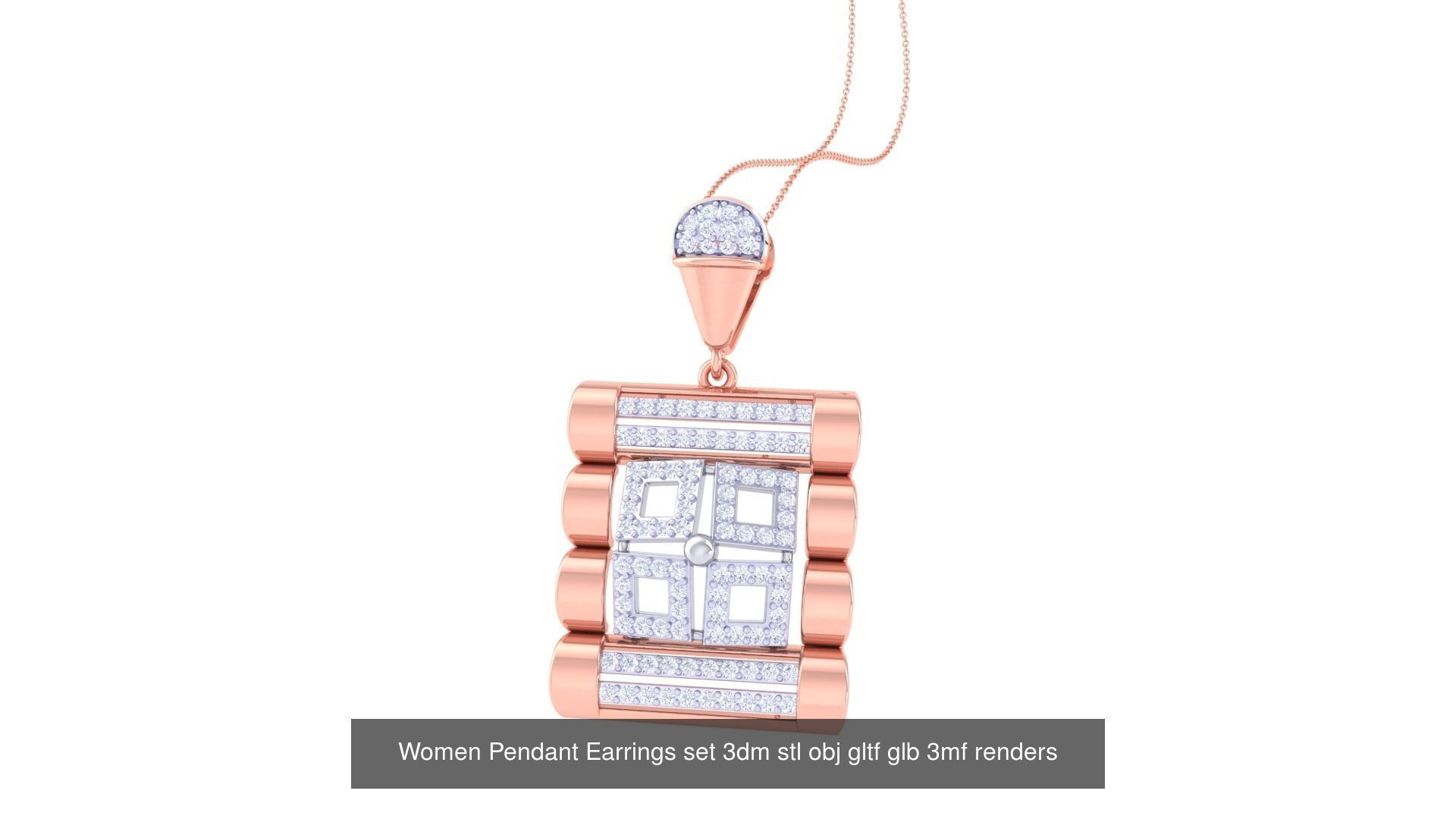 507 High Jewelry Pendant Earrings Set 3dm stl obj mtl gltf glb 3D Model Collection_39