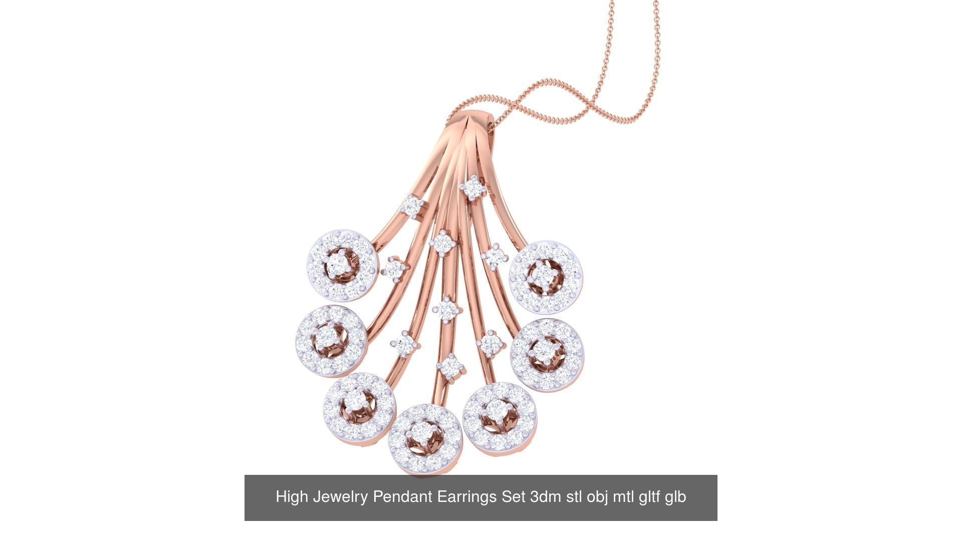 507 High Jewelry Pendant Earrings Set 3dm stl obj mtl gltf glb 3D Model Collection_207