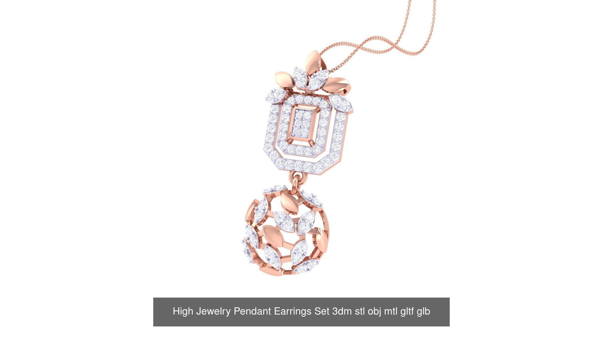 507 High Jewelry Pendant Earrings Set 3dm stl obj mtl gltf glb 3D Model Collection_156