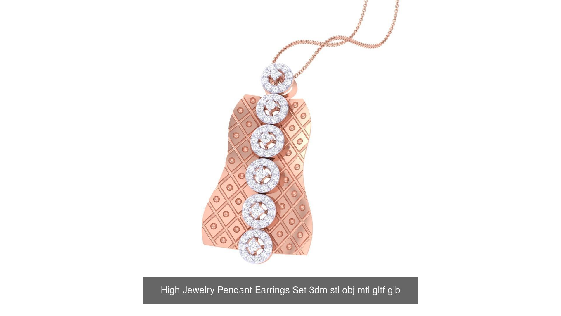 507 High Jewelry Pendant Earrings Set 3dm stl obj mtl gltf glb 3D Model Collection_194