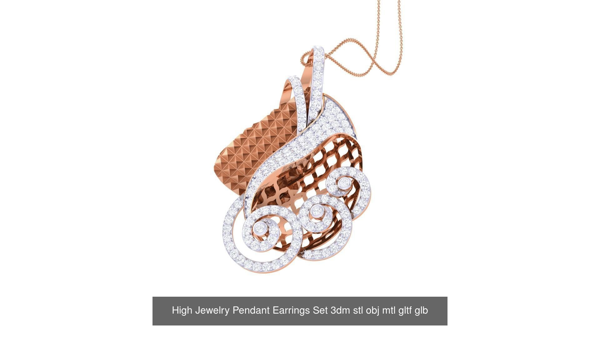 507 High Jewelry Pendant Earrings Set 3dm stl obj mtl gltf glb 3D Model Collection_153