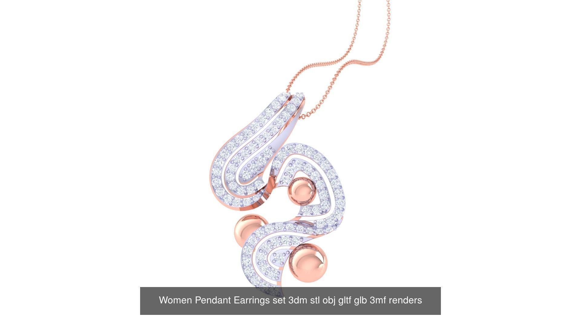 507 High Jewelry Pendant Earrings Set 3dm stl obj mtl gltf glb 3D Model Collection_52