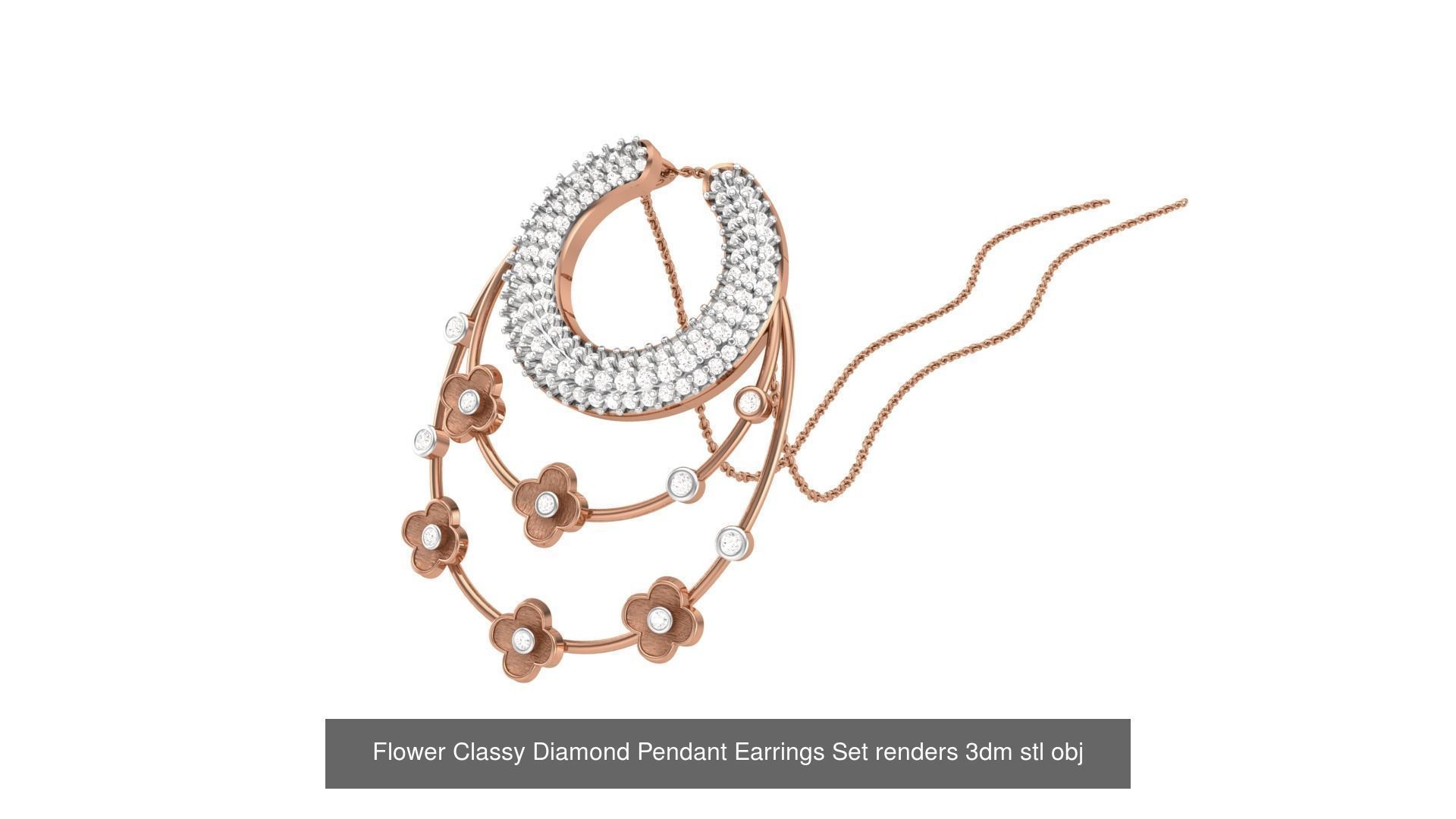 507 High Jewelry Pendant Earrings Set 3dm stl obj mtl gltf glb 3D Model Collection_102