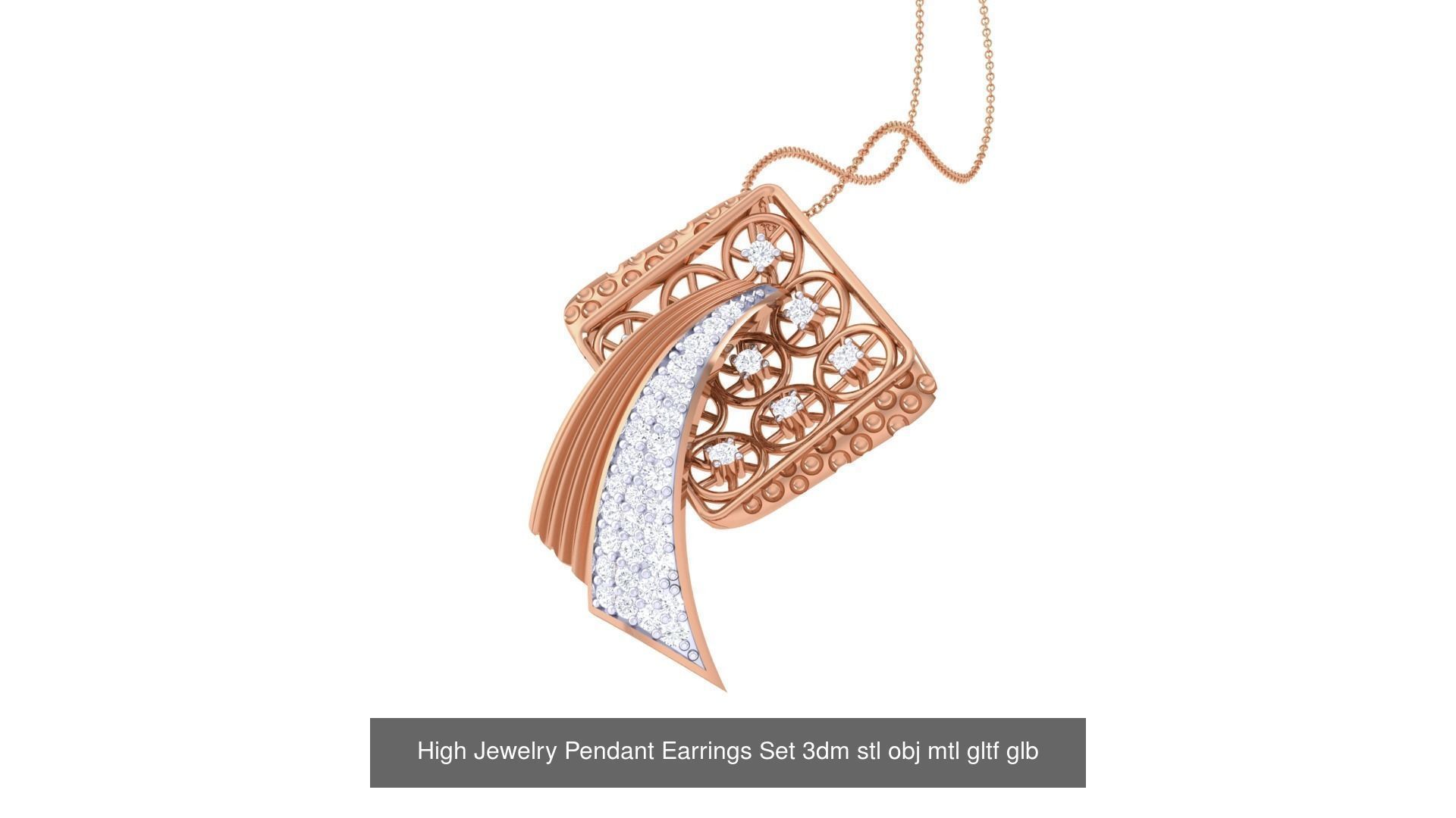 507 High Jewelry Pendant Earrings Set 3dm stl obj mtl gltf glb 3D Model Collection_195