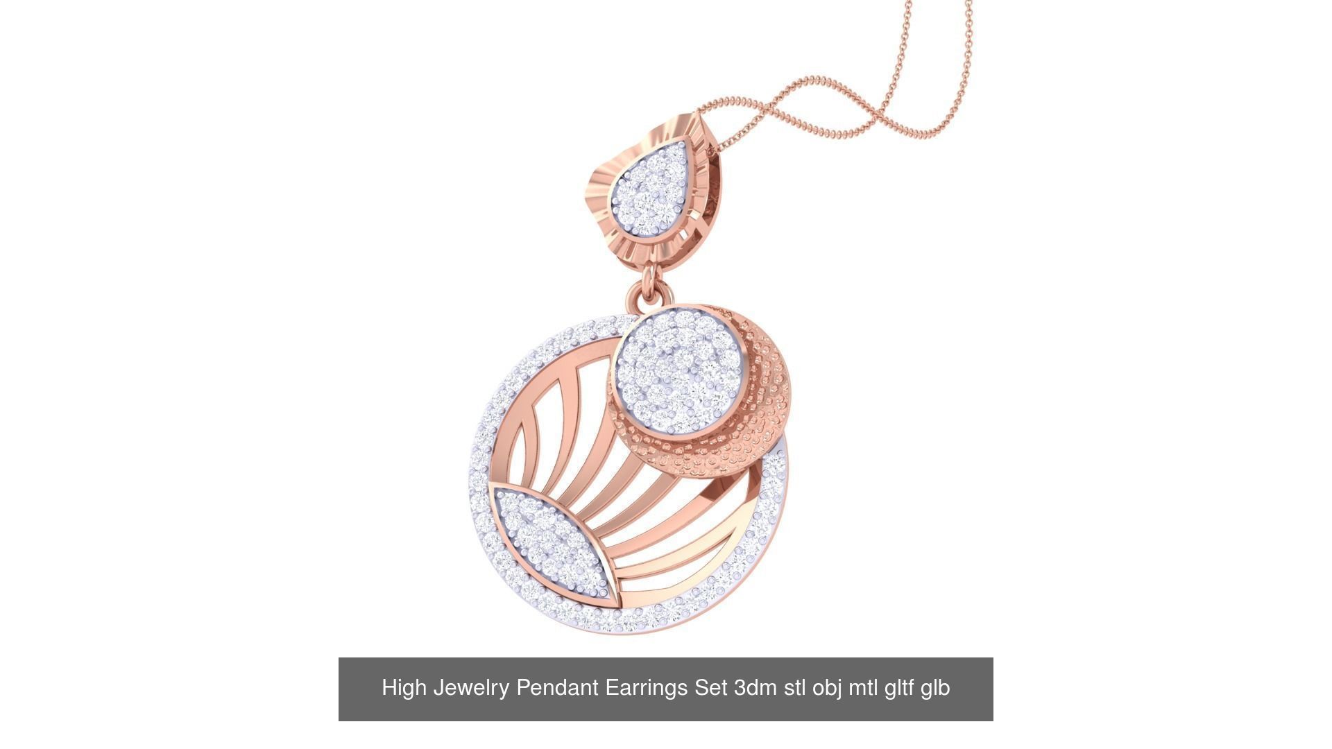 507 High Jewelry Pendant Earrings Set 3dm stl obj mtl gltf glb 3D Model Collection_202