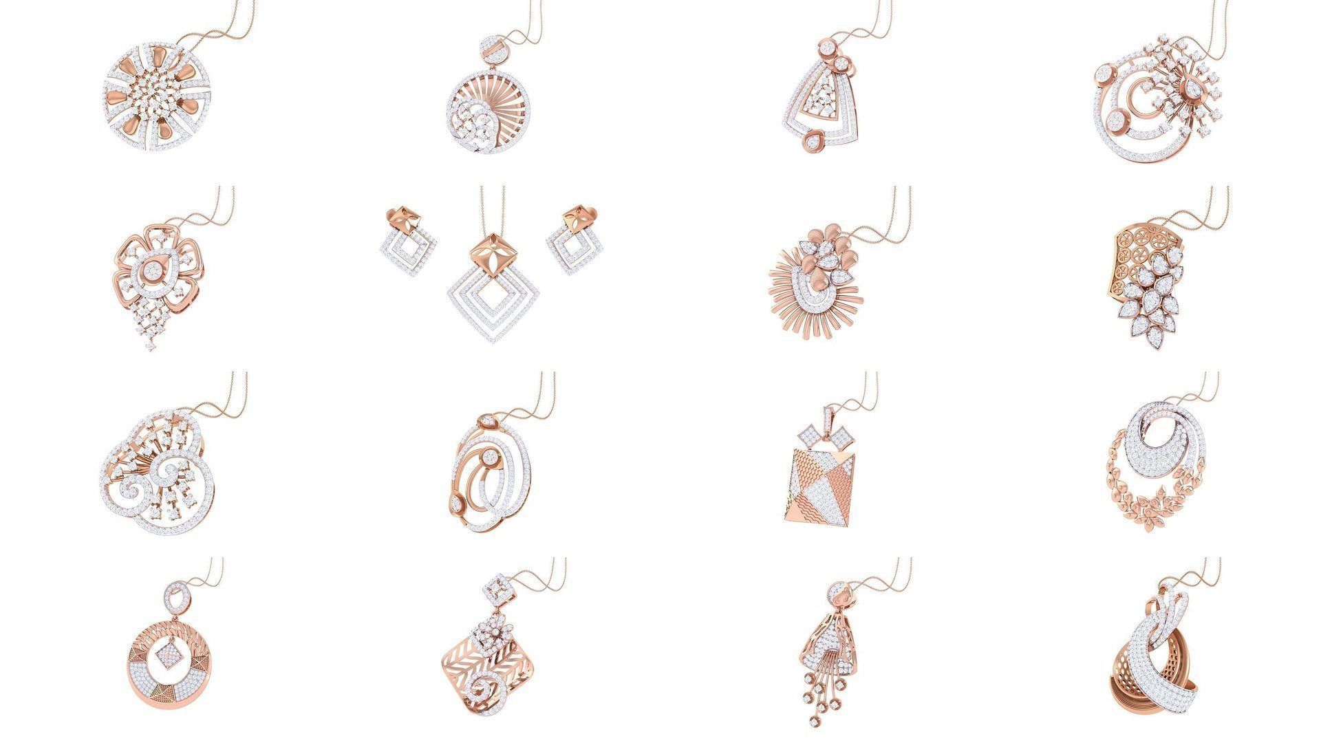 507 High Jewelry Pendant Earrings Set 3dm stl obj mtl gltf glb 3D Model Collection_16