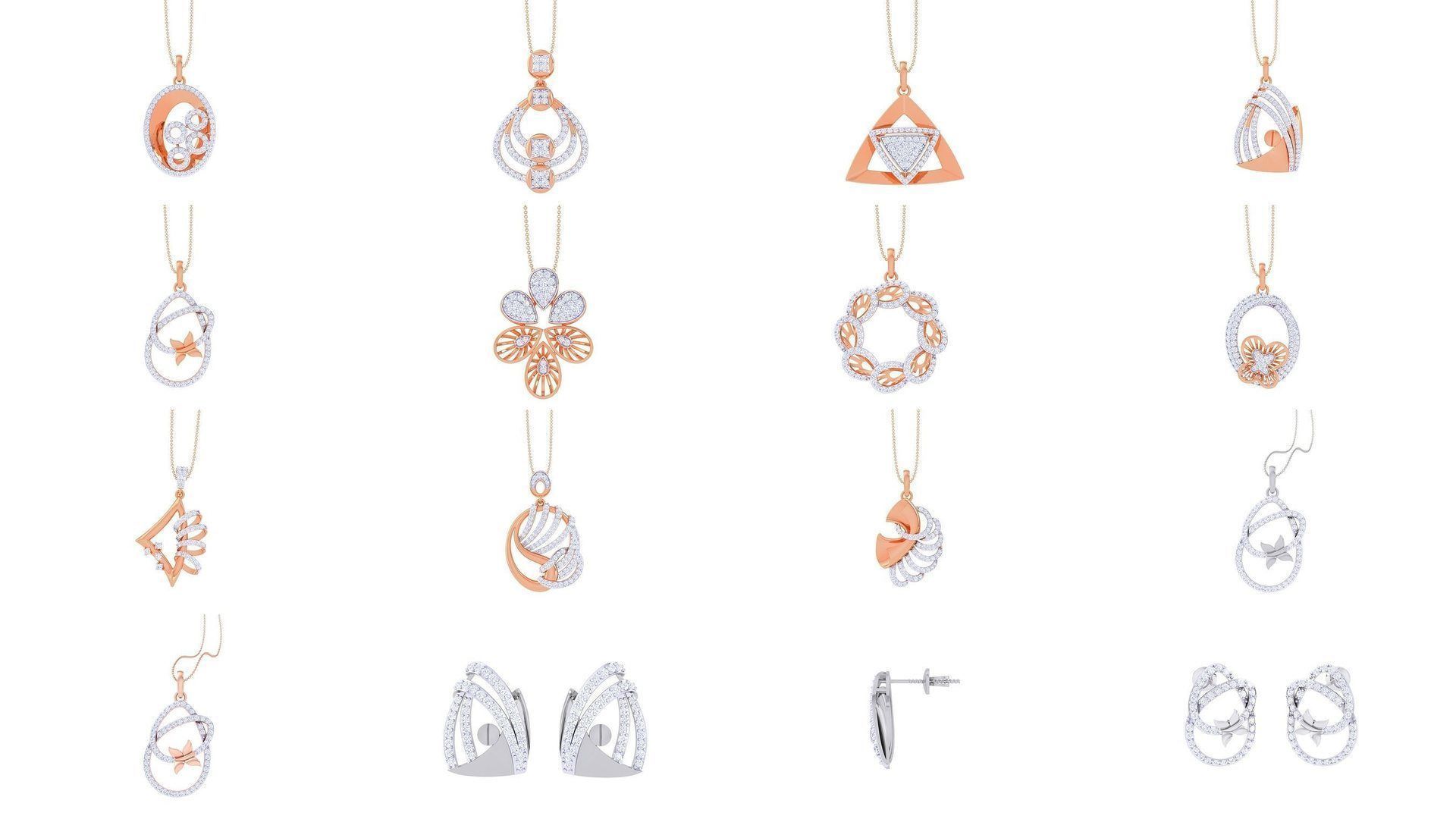 507 High Jewelry Pendant Earrings Set 3dm stl obj mtl gltf glb 3D Model Collection_50