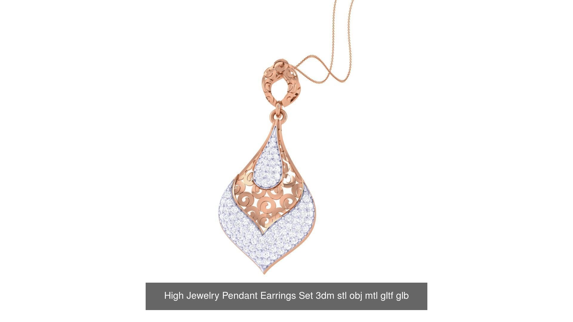 507 High Jewelry Pendant Earrings Set 3dm stl obj mtl gltf glb 3D Model Collection_187