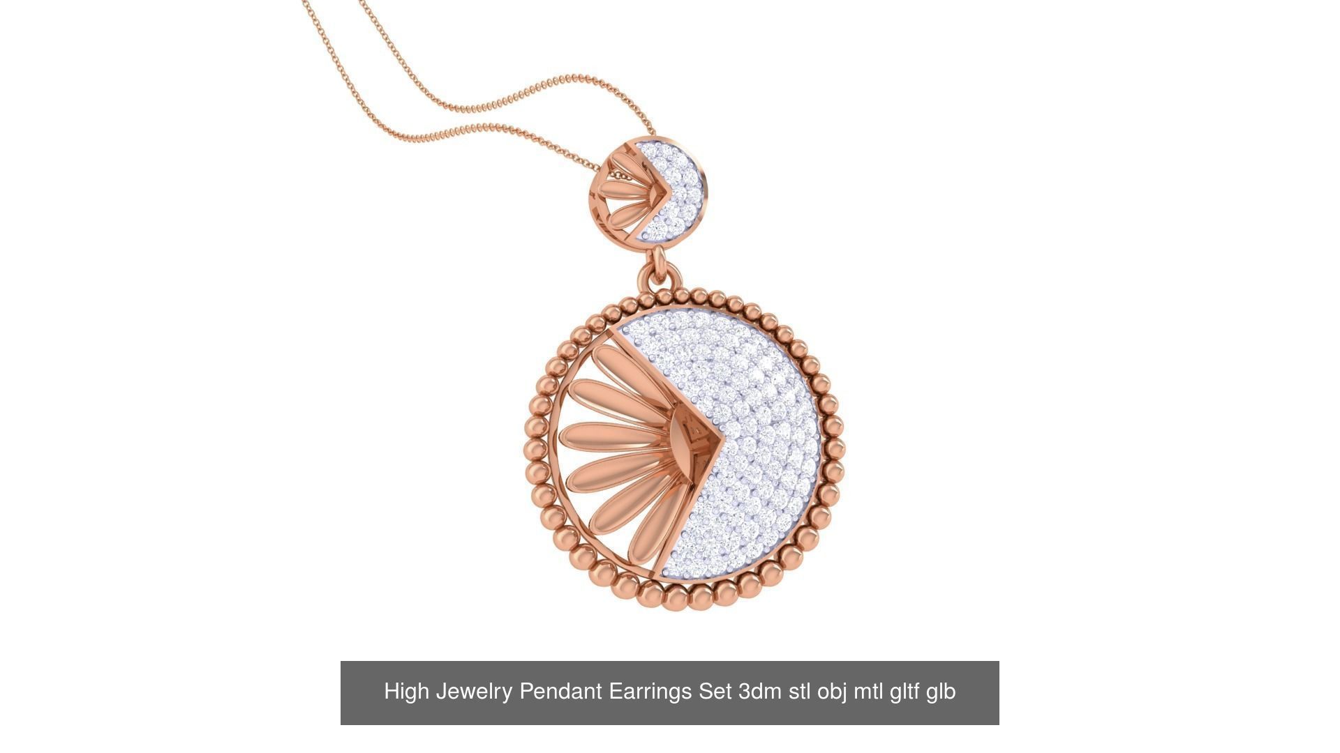 507 High Jewelry Pendant Earrings Set 3dm stl obj mtl gltf glb 3D Model Collection_203