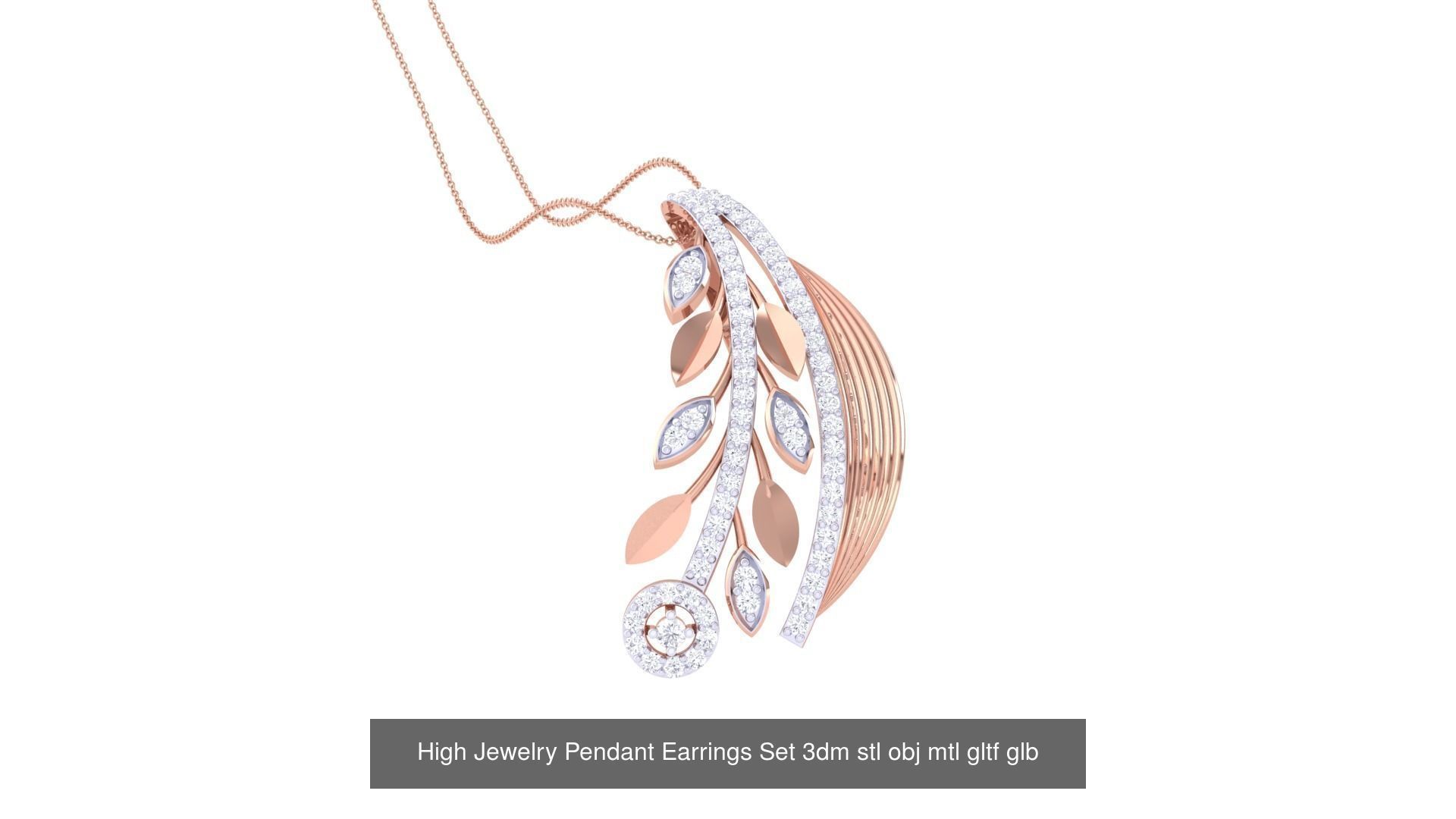 507 High Jewelry Pendant Earrings Set 3dm stl obj mtl gltf glb 3D Model Collection_219