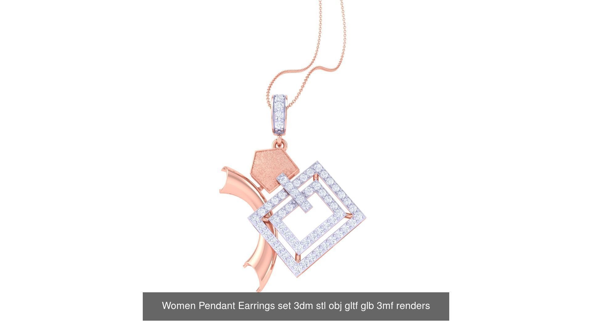 507 High Jewelry Pendant Earrings Set 3dm stl obj mtl gltf glb 3D Model Collection_29