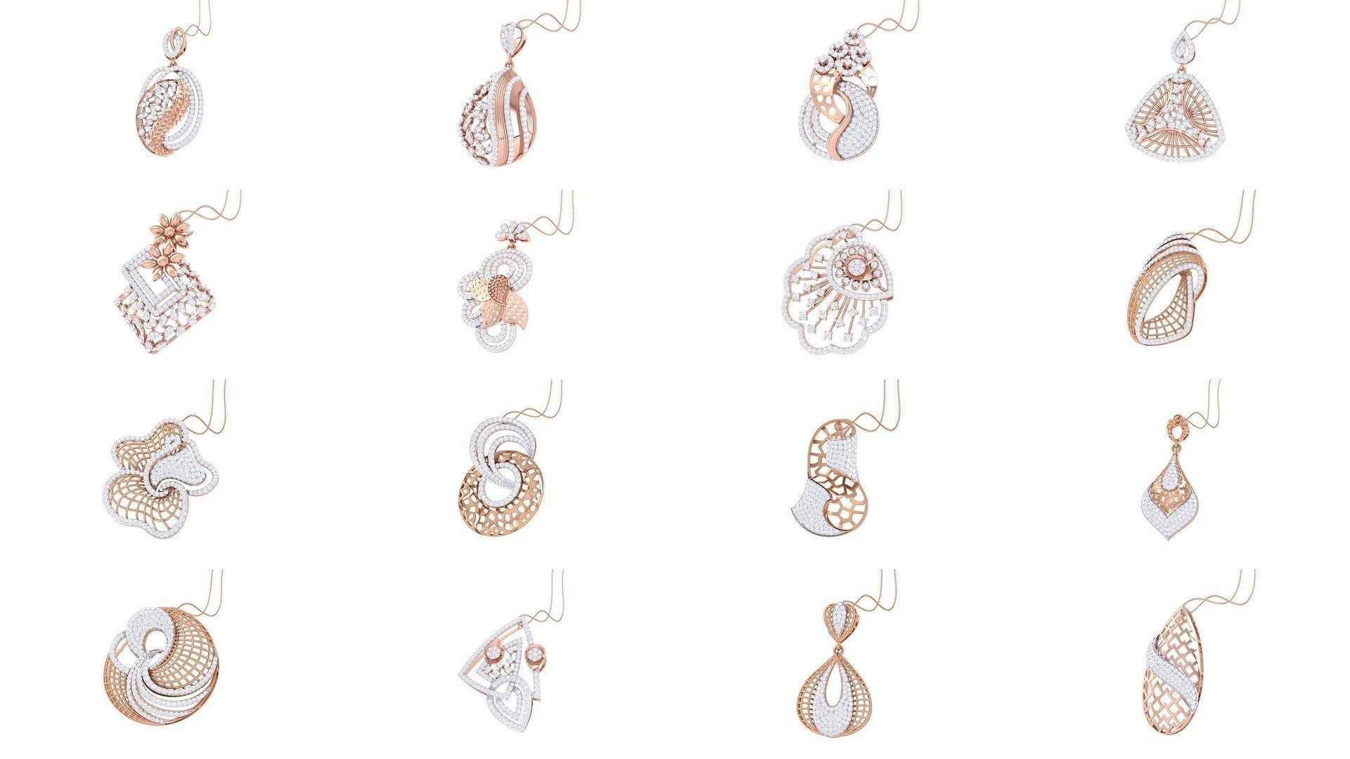 507 High Jewelry Pendant Earrings Set 3dm stl obj mtl gltf glb 3D Model Collection_9