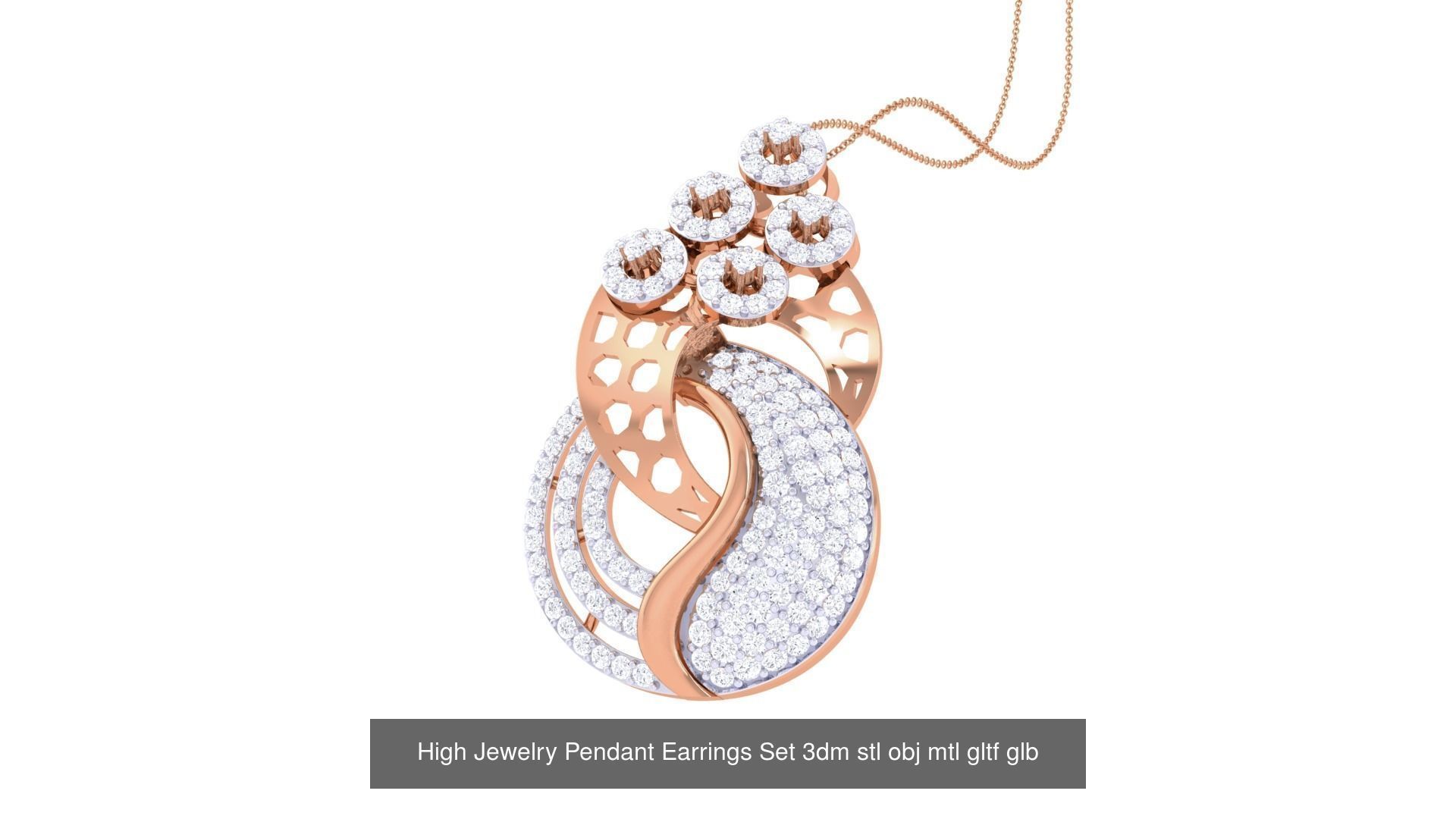 507 High Jewelry Pendant Earrings Set 3dm stl obj mtl gltf glb 3D Model Collection_138