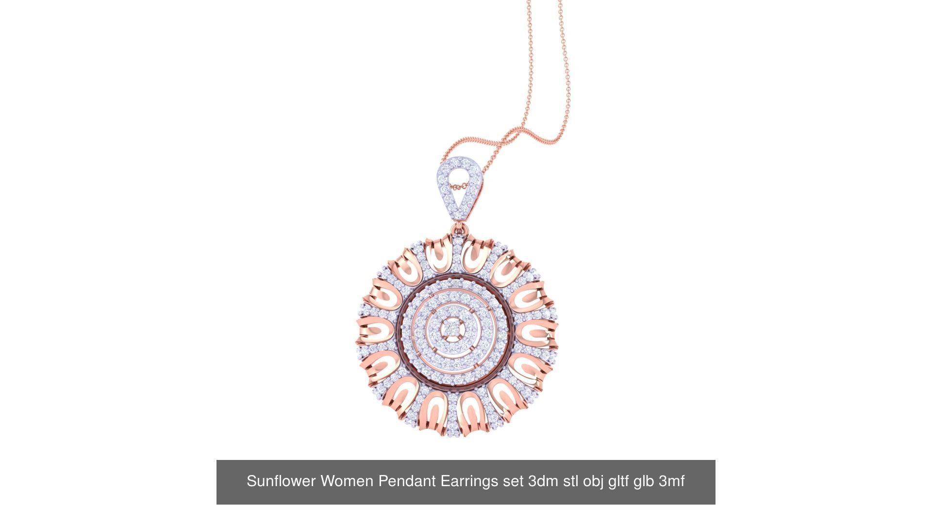 507 High Jewelry Pendant Earrings Set 3dm stl obj mtl gltf glb 3D Model Collection_80