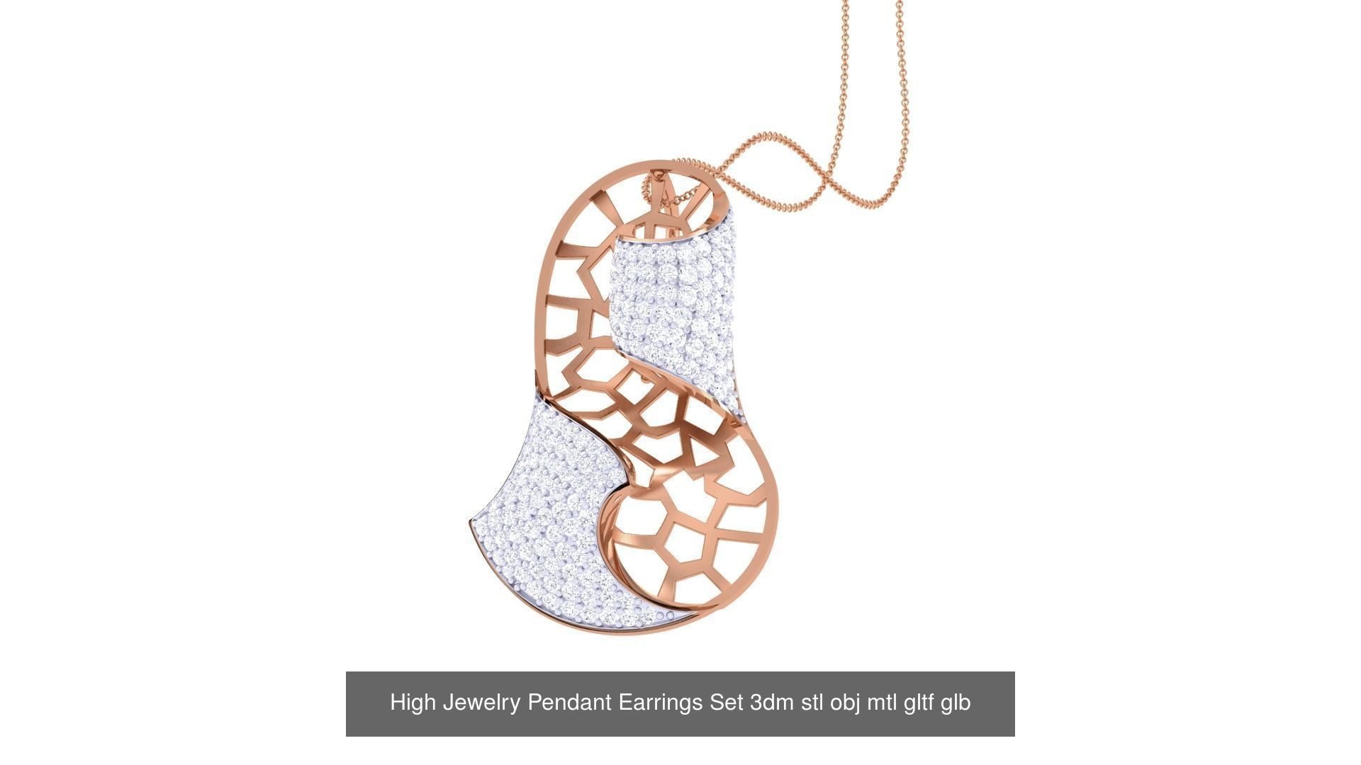 507 High Jewelry Pendant Earrings Set 3dm stl obj mtl gltf glb 3D Model Collection_186