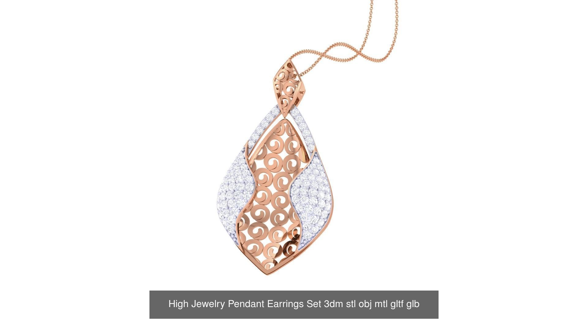 507 High Jewelry Pendant Earrings Set 3dm stl obj mtl gltf glb 3D Model Collection_193