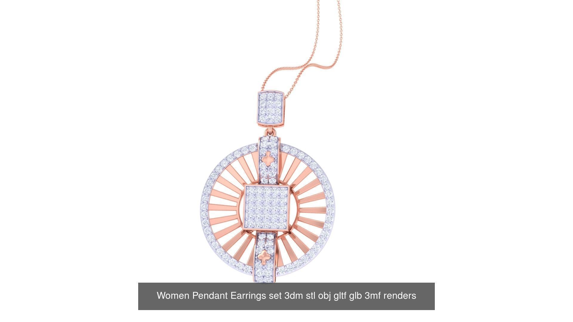 507 High Jewelry Pendant Earrings Set 3dm stl obj mtl gltf glb 3D Model Collection_49