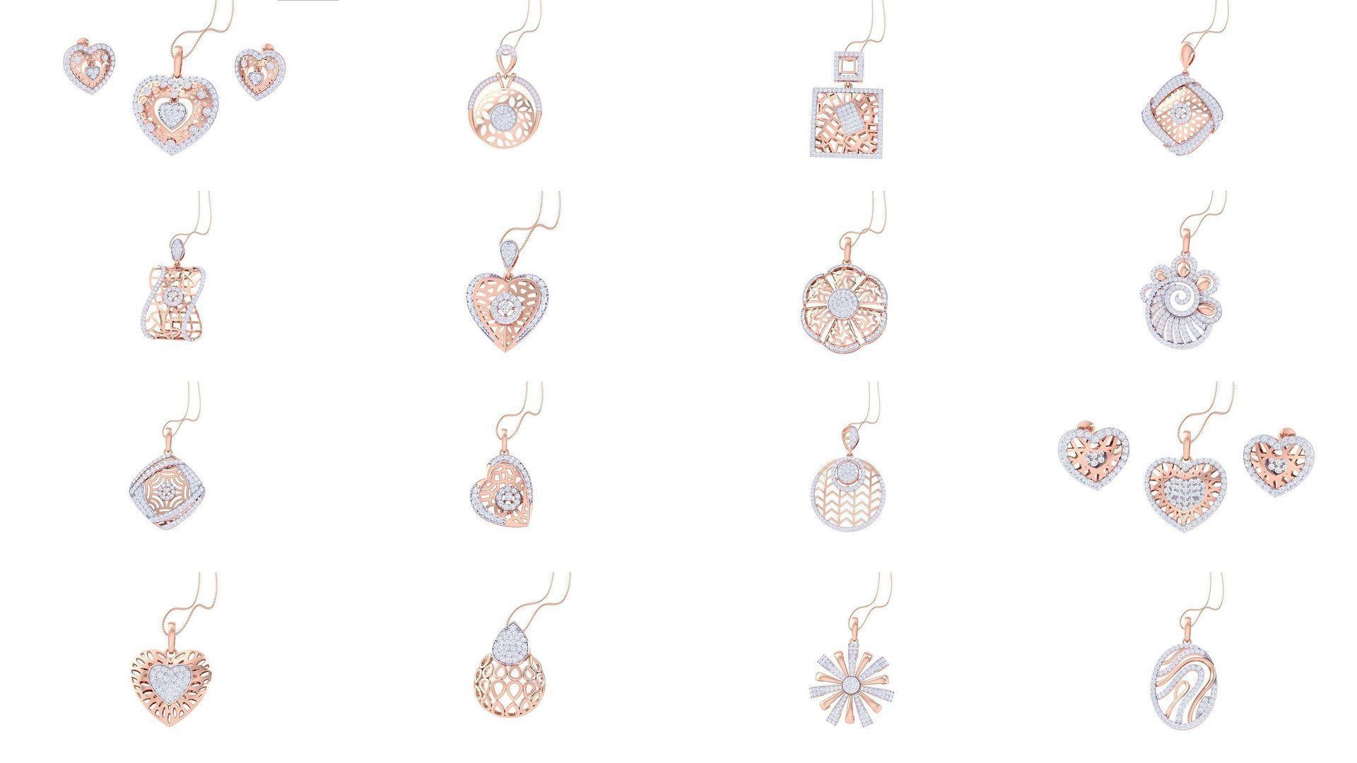 507 High Jewelry Pendant Earrings Set 3dm stl obj mtl gltf glb 3D Model Collection_36