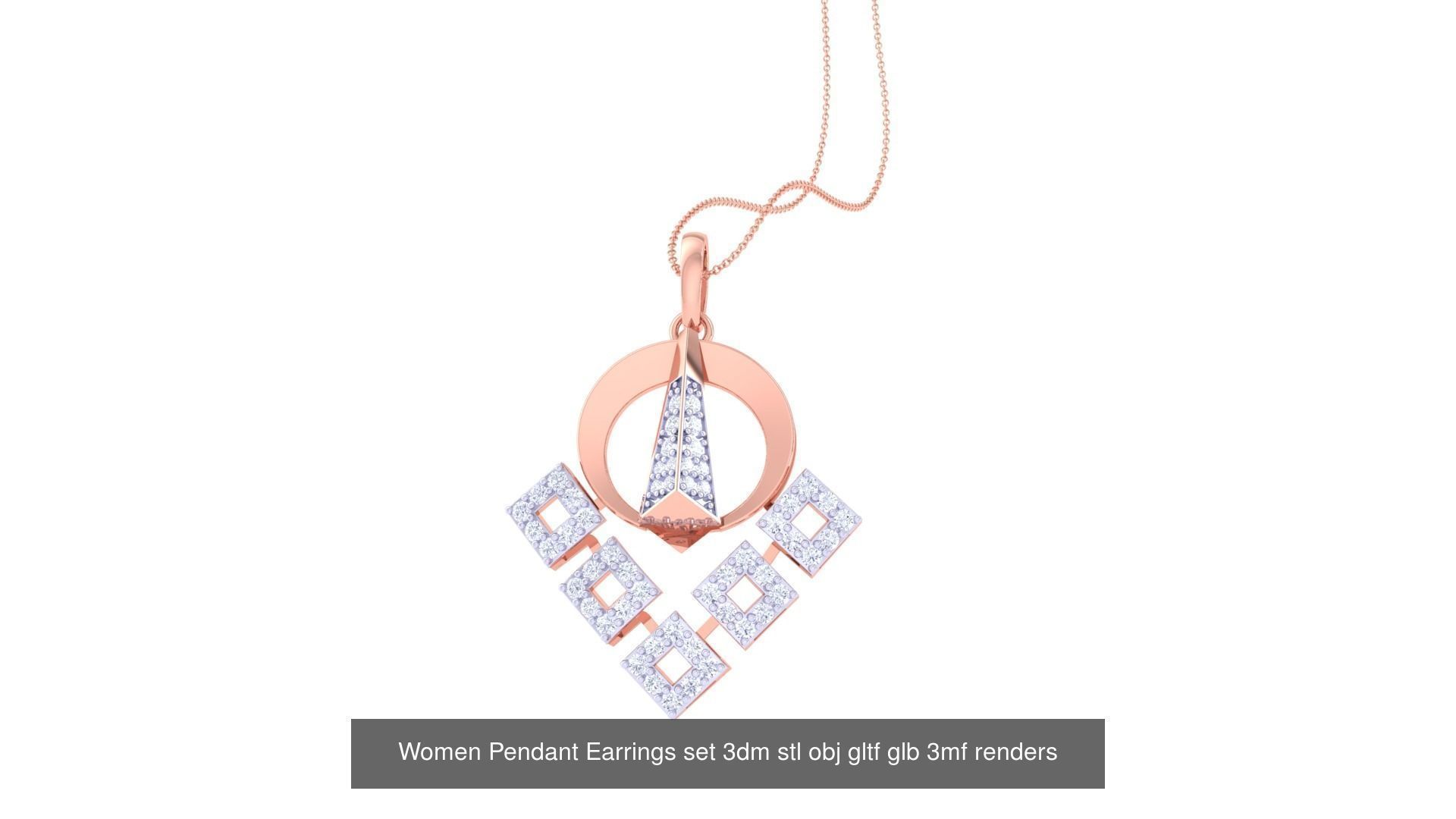 507 High Jewelry Pendant Earrings Set 3dm stl obj mtl gltf glb 3D Model Collection_23