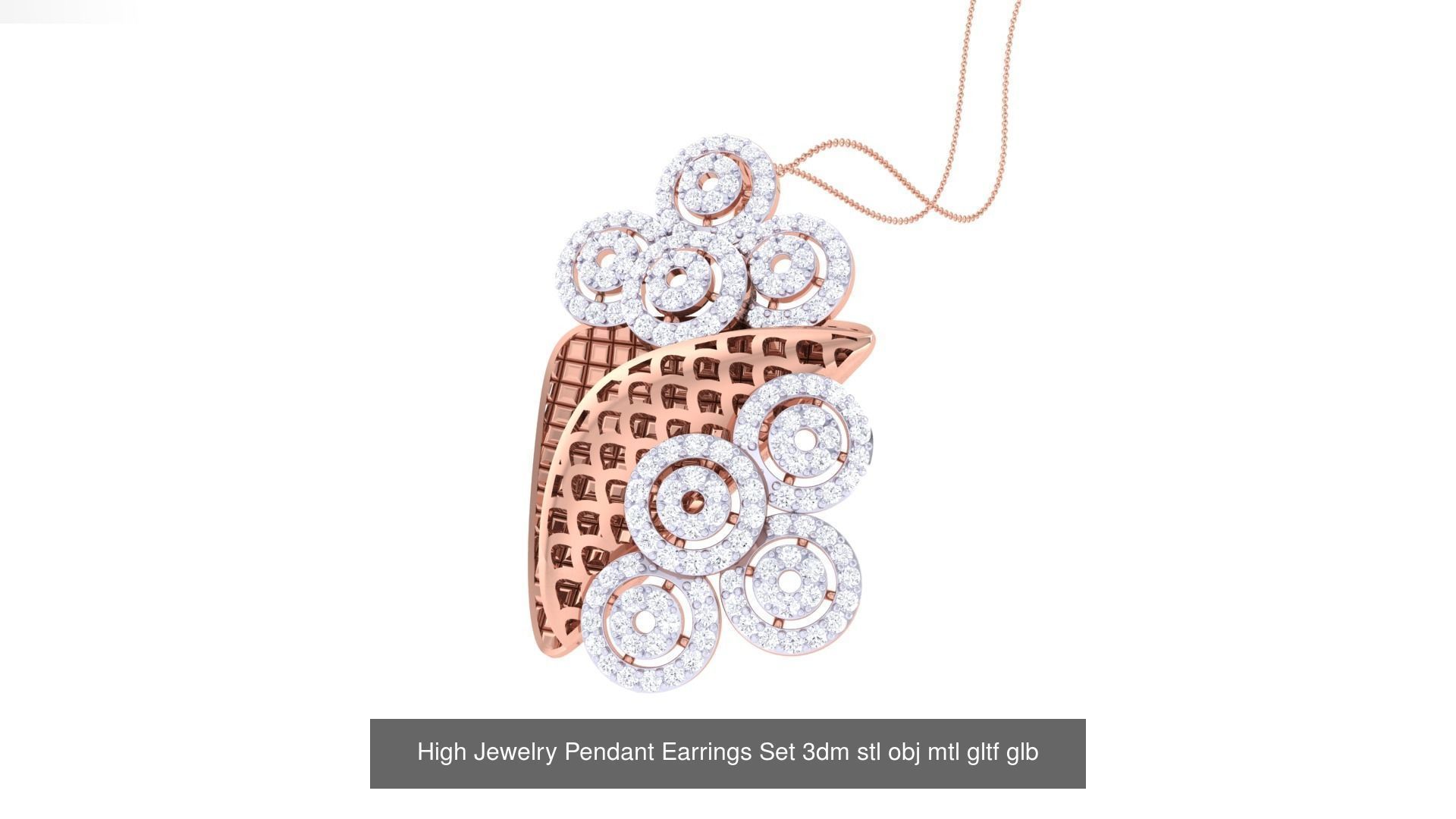 507 High Jewelry Pendant Earrings Set 3dm stl obj mtl gltf glb 3D Model Collection_155