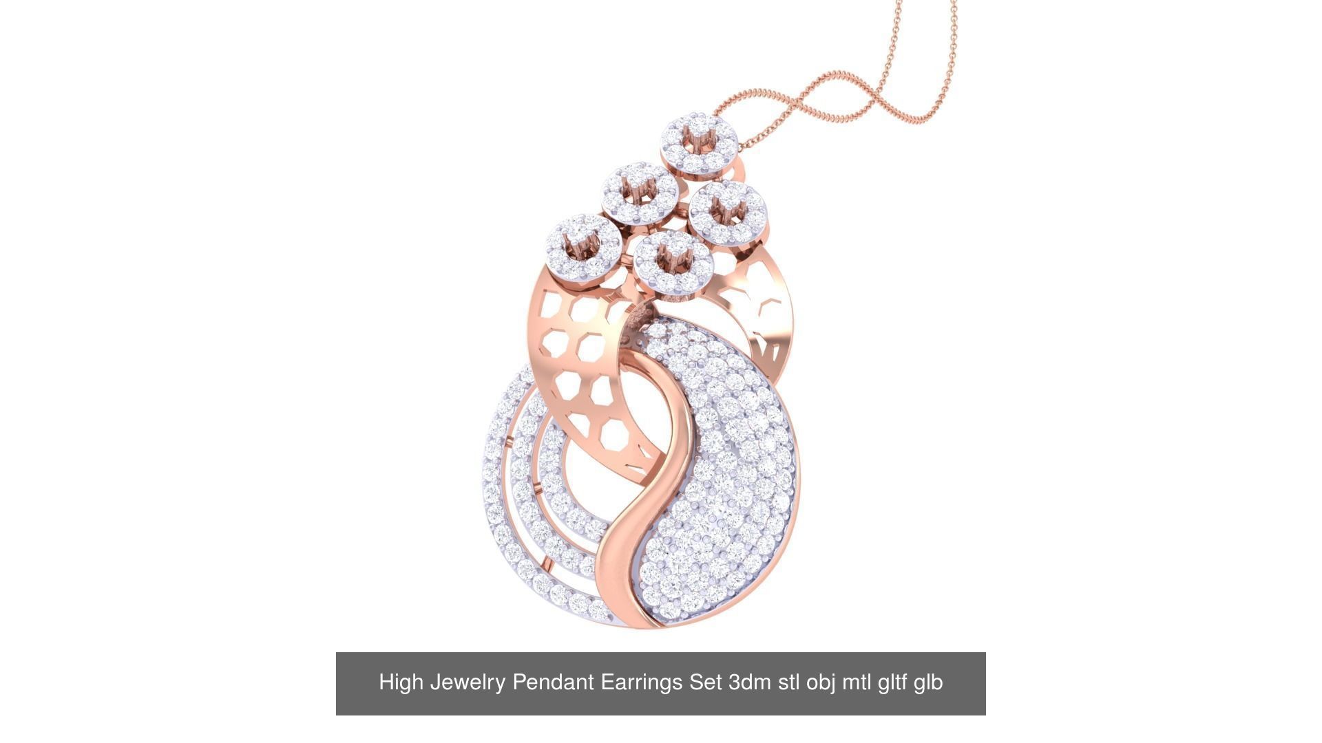 507 High Jewelry Pendant Earrings Set 3dm stl obj mtl gltf glb 3D Model Collection_178