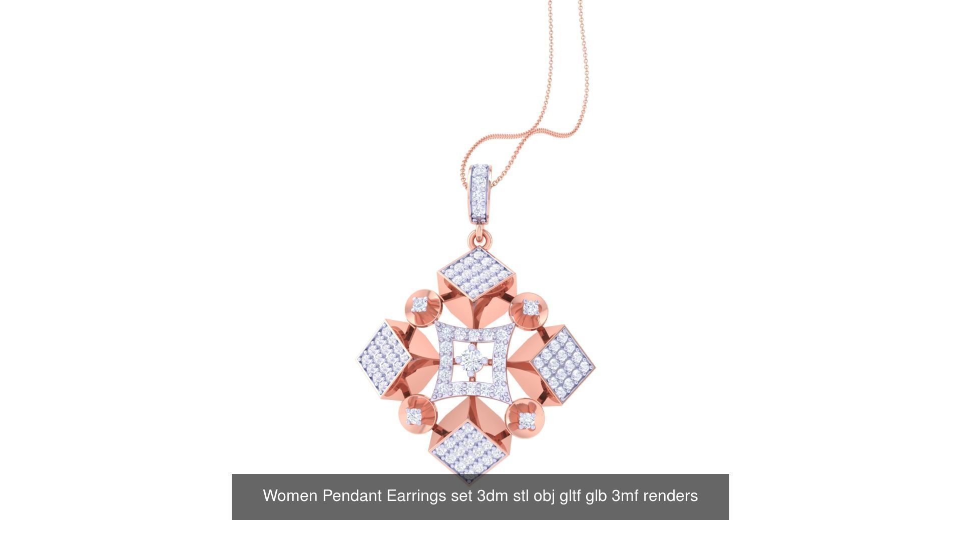 507 High Jewelry Pendant Earrings Set 3dm stl obj mtl gltf glb 3D Model Collection_21