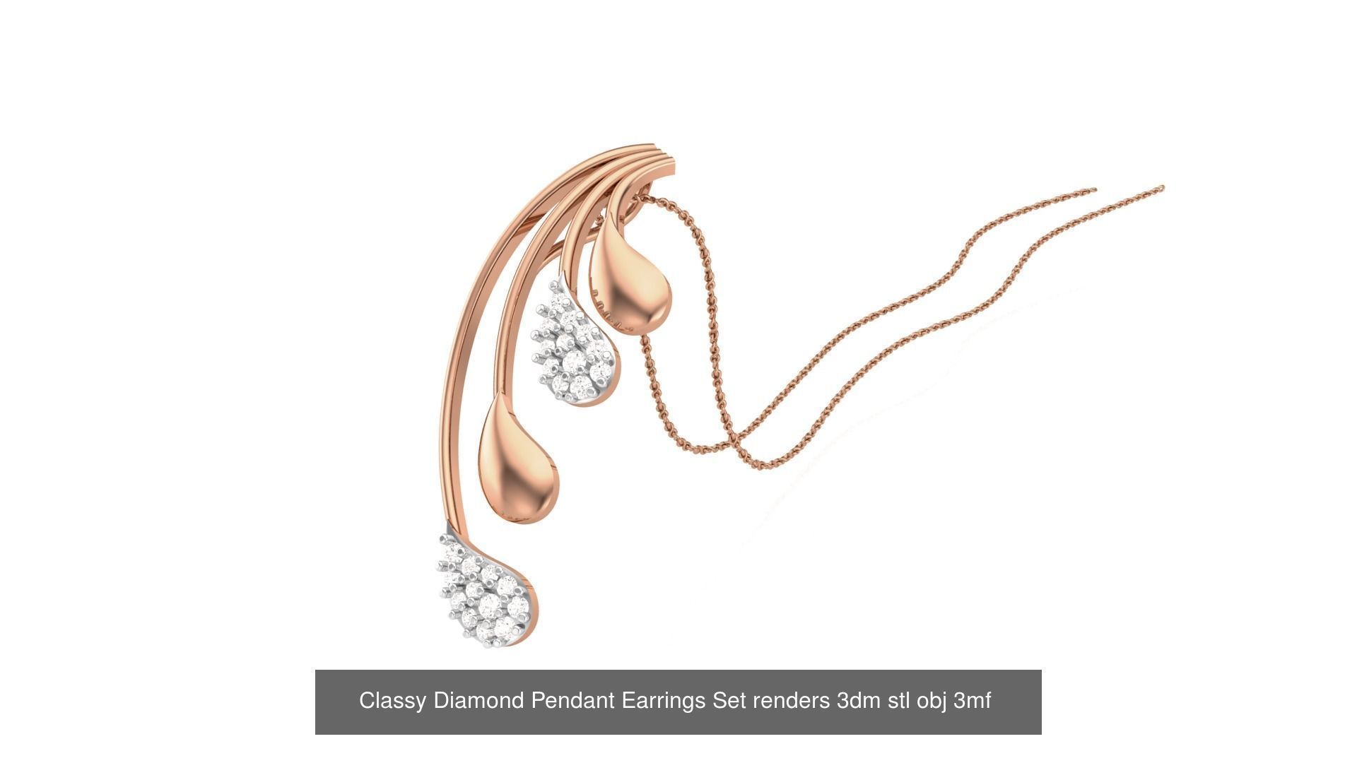 507 High Jewelry Pendant Earrings Set 3dm stl obj mtl gltf glb 3D Model Collection_130